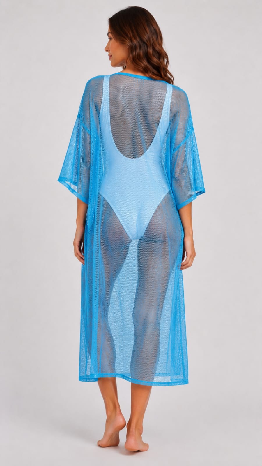 Turquoise Mesh Beach Cover-up