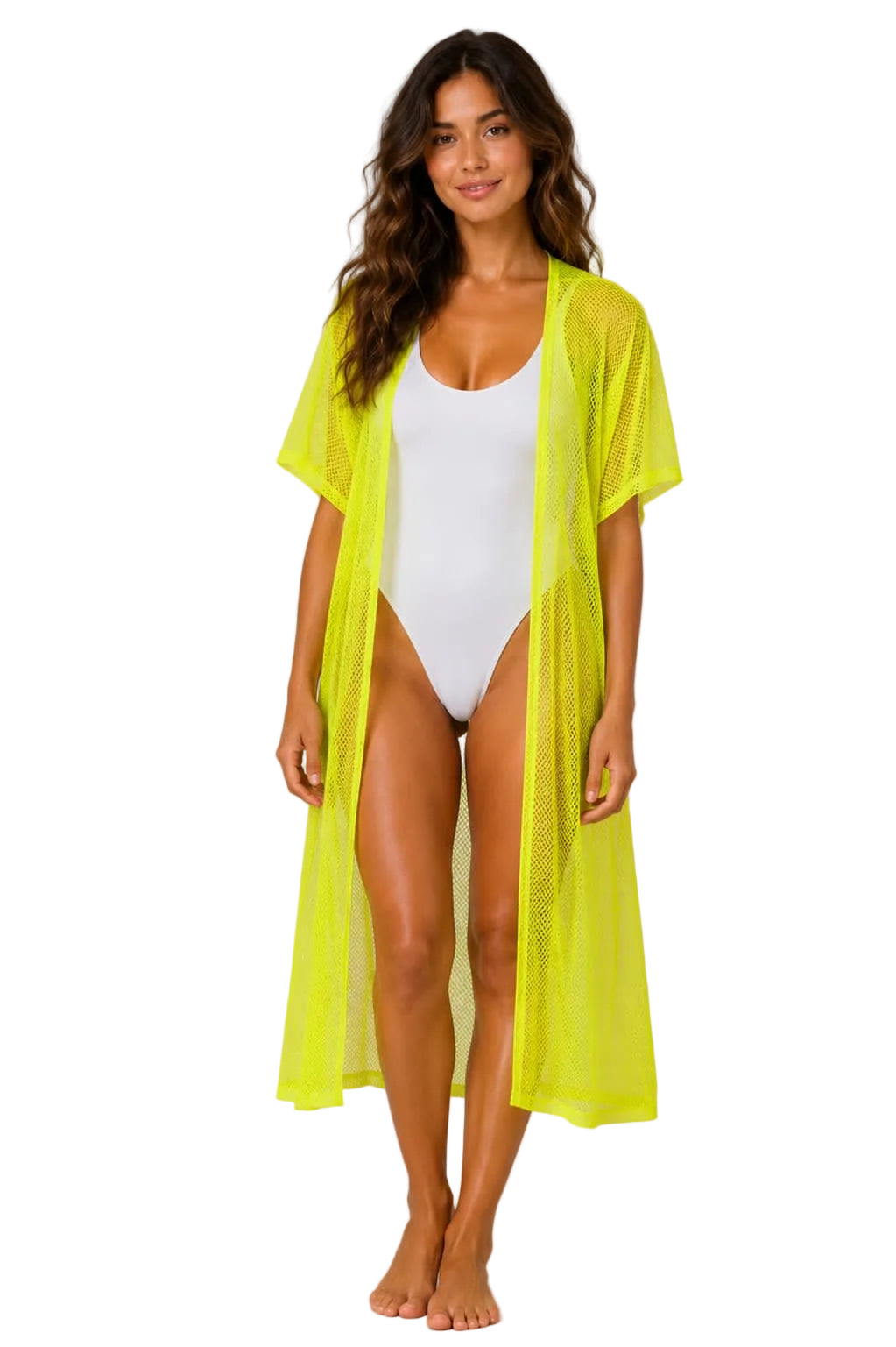 Neon Yellow Mesh Beach Cover-up