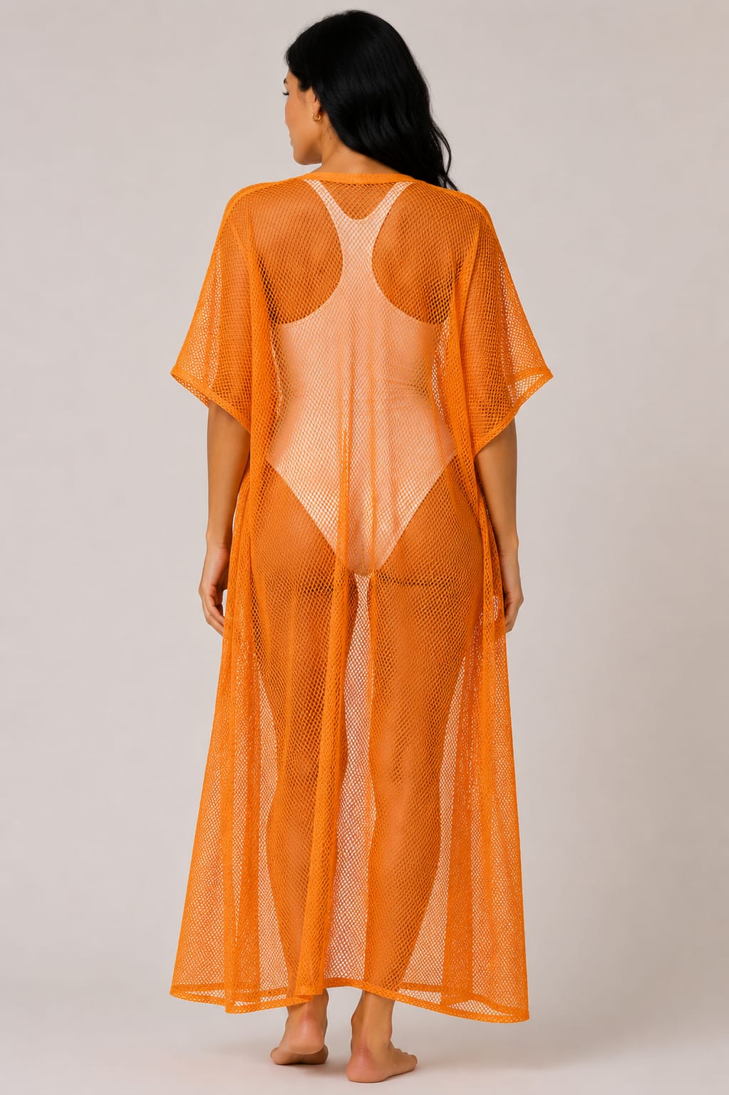 Orange Mesh Beach Cover-up
