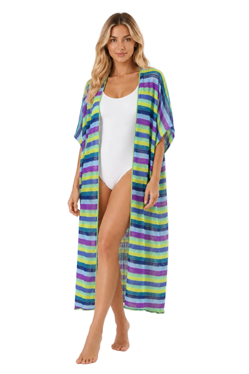 Stripe Crochet Beach Cover-up