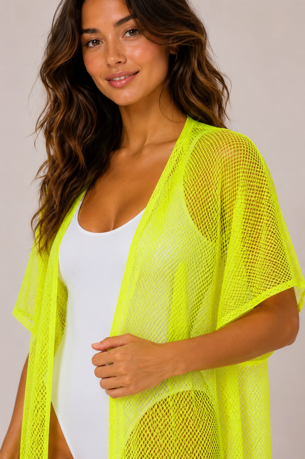 Neon Yellow Mesh Beach Cover-up