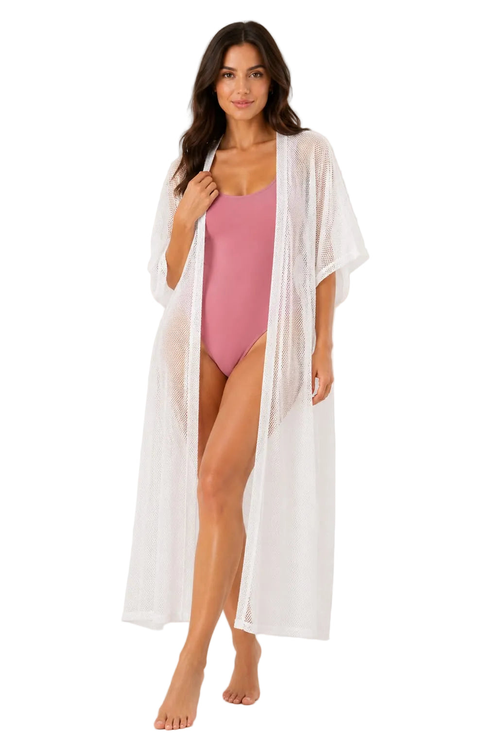 White Mesh Beach Cover-up