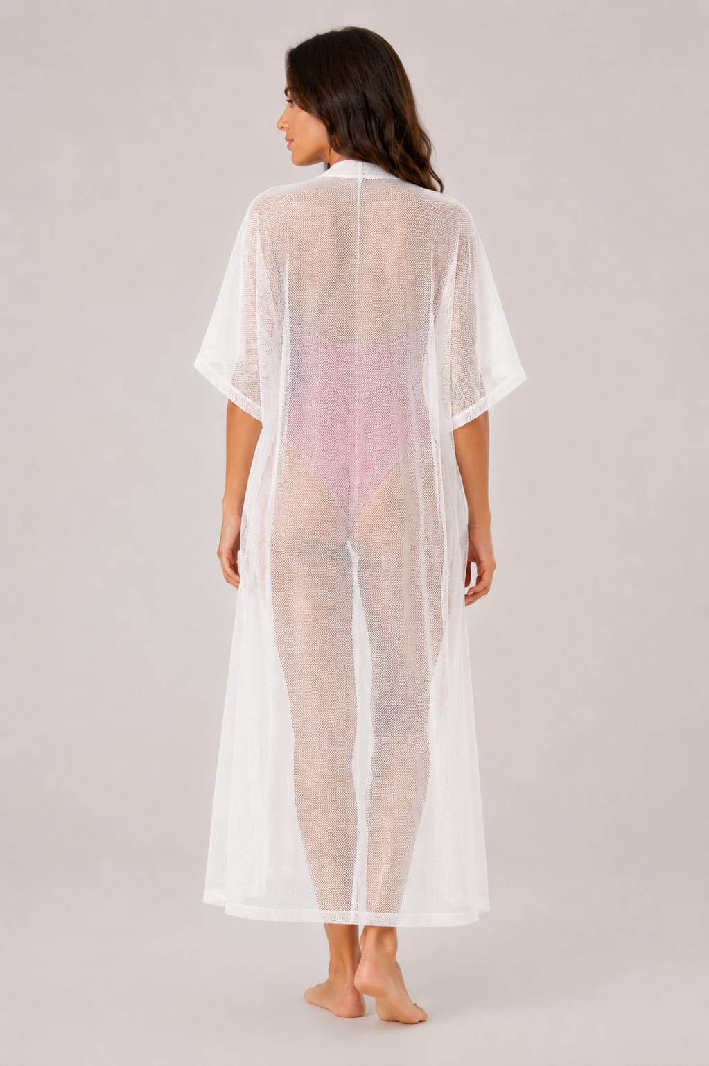 White Mesh Beach Cover-up