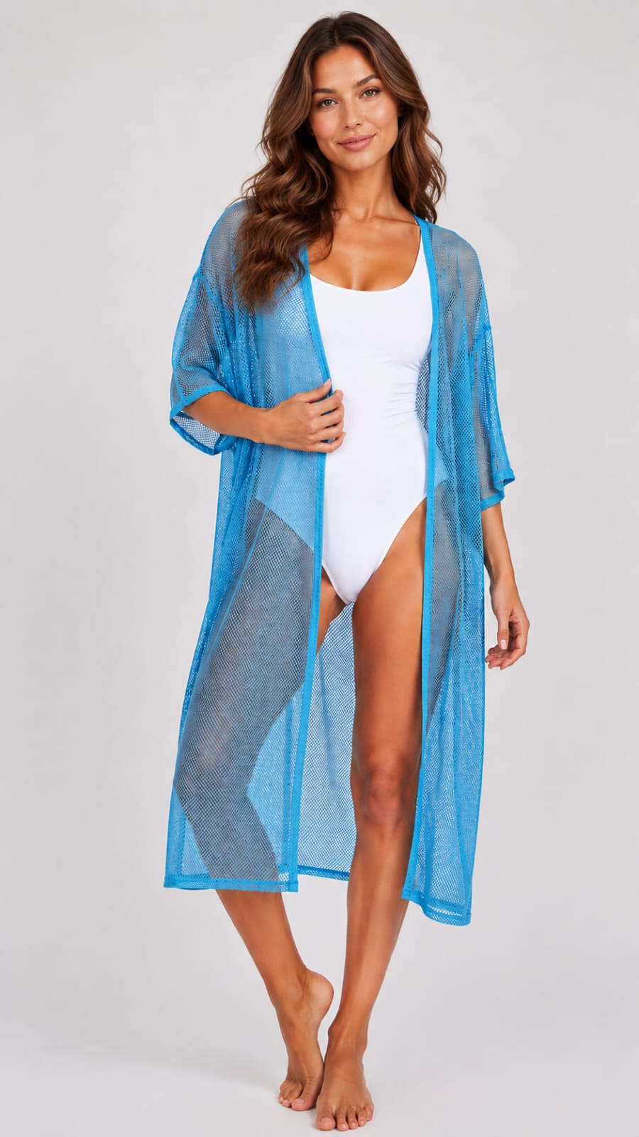 Turquoise Mesh Beach Cover-up