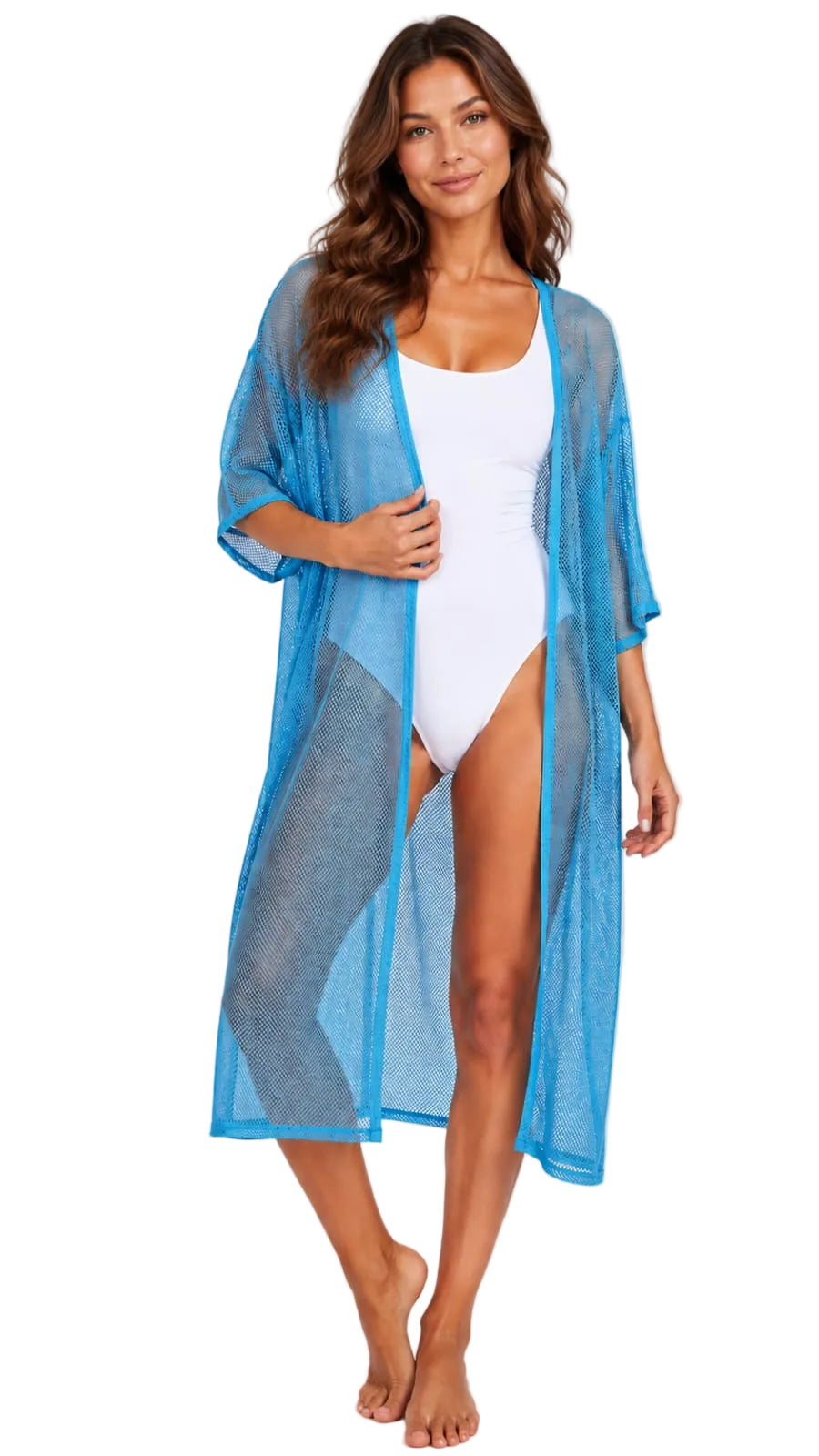 Turquoise Mesh Beach Cover-up