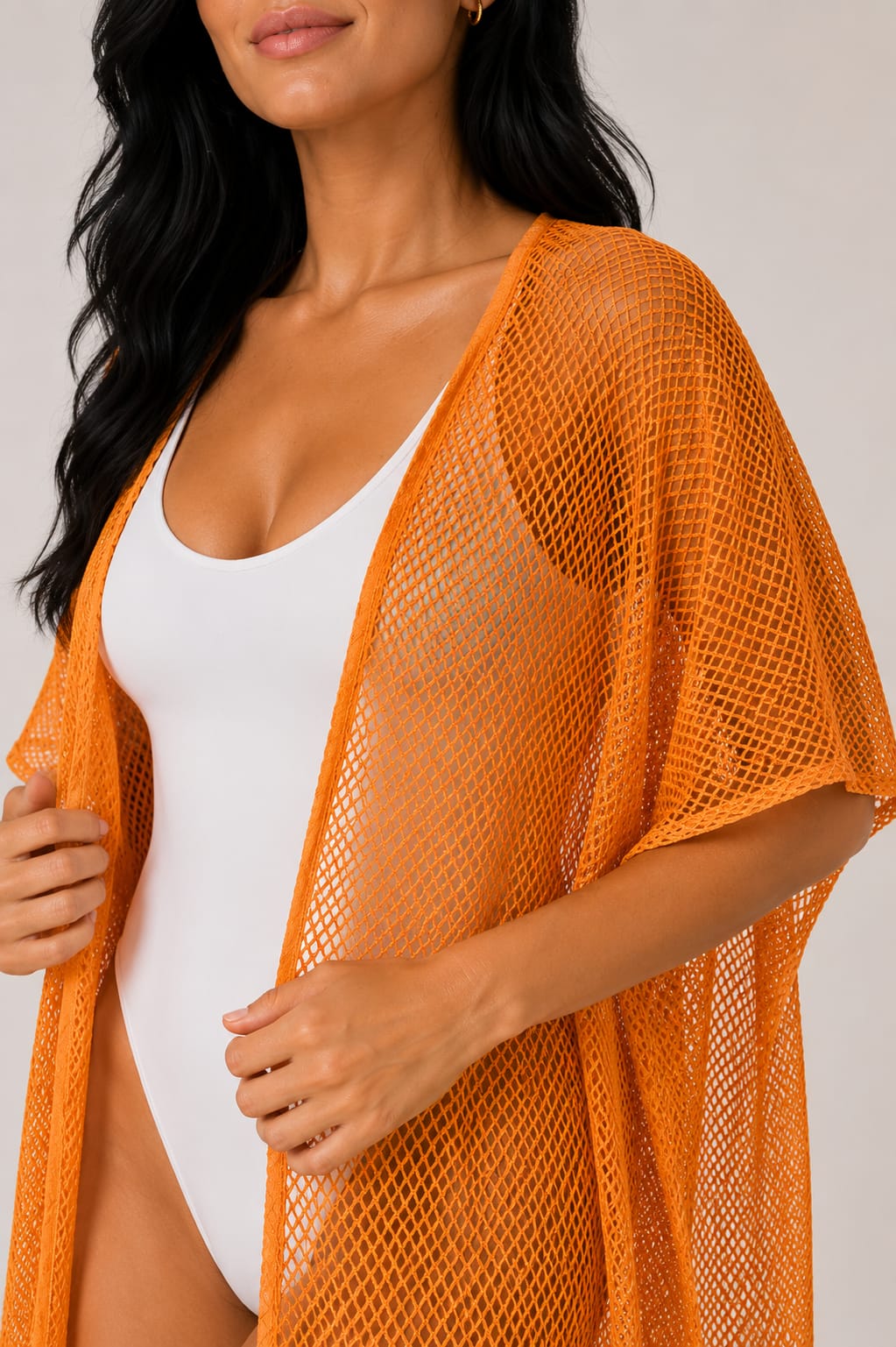 Orange Mesh Beach Cover-up