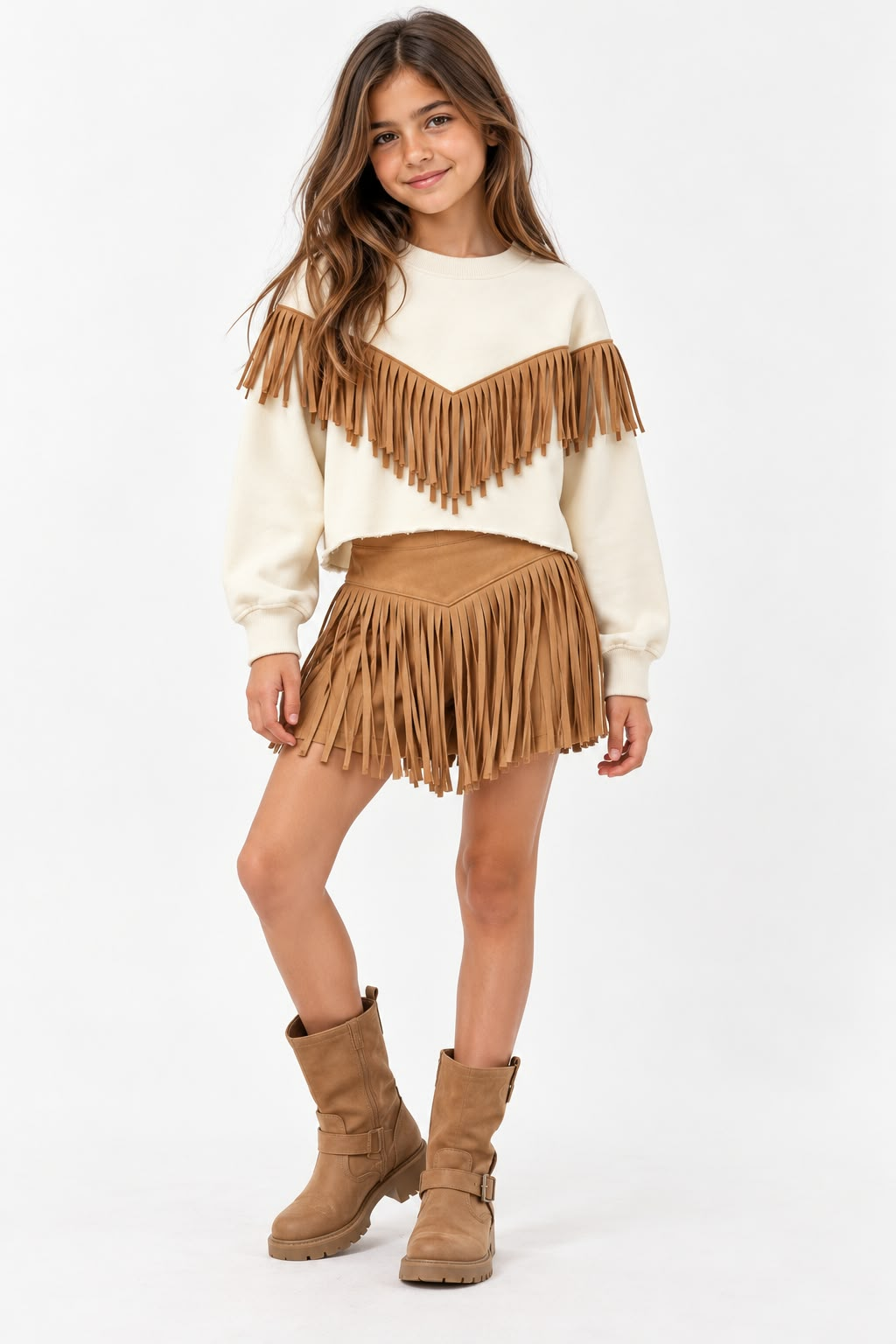 Suede Fringe Skort