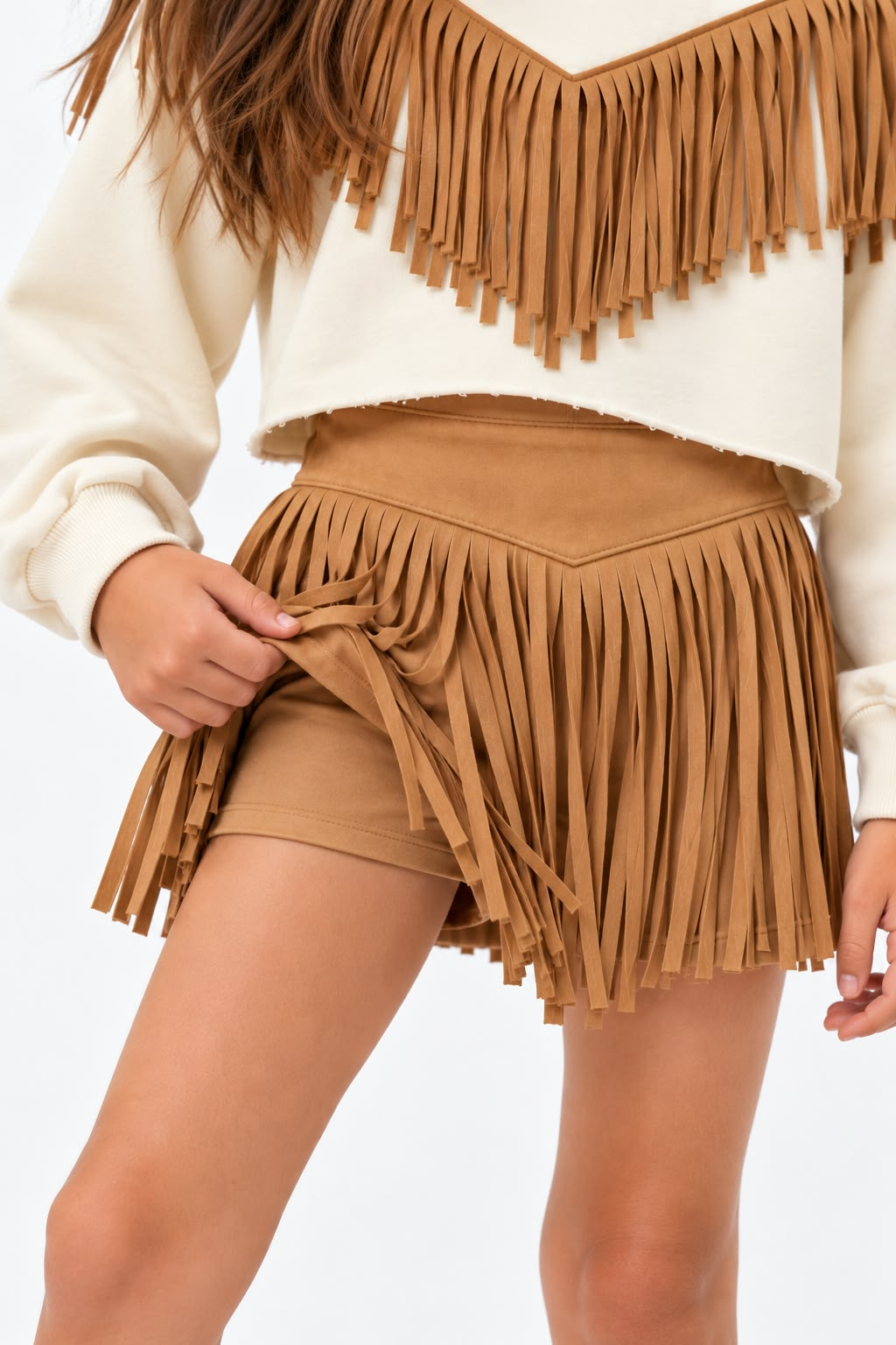 Suede Fringe Skort