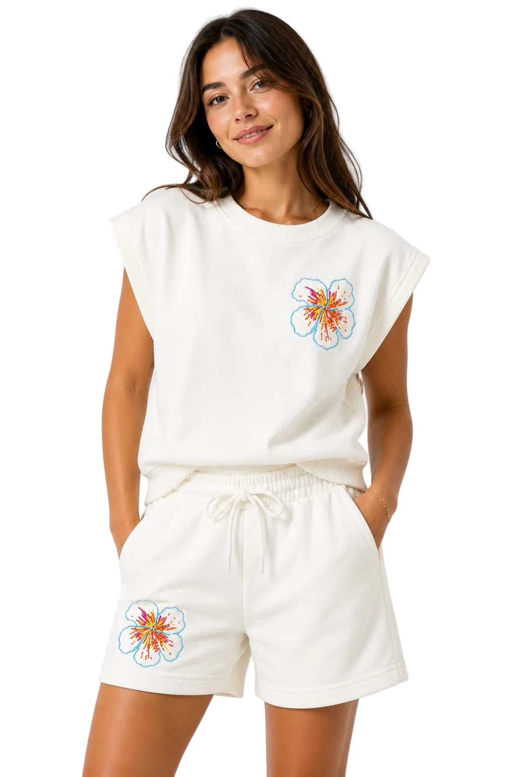 Flower Embroidered Tracksuit