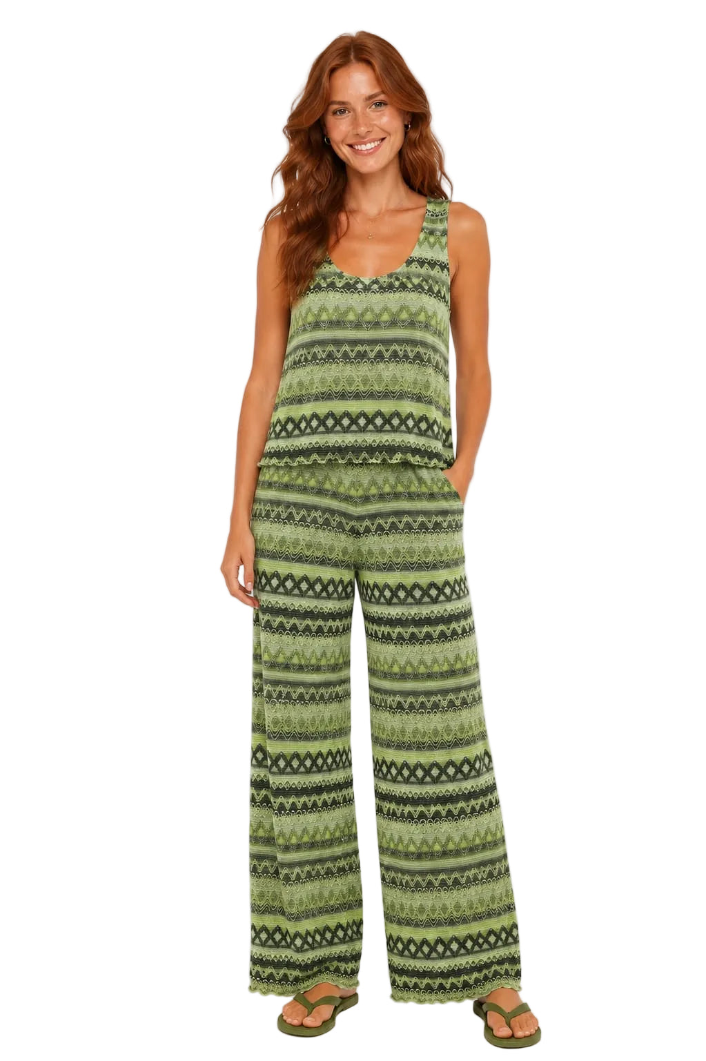 Top with Wide-Leg Pant Set