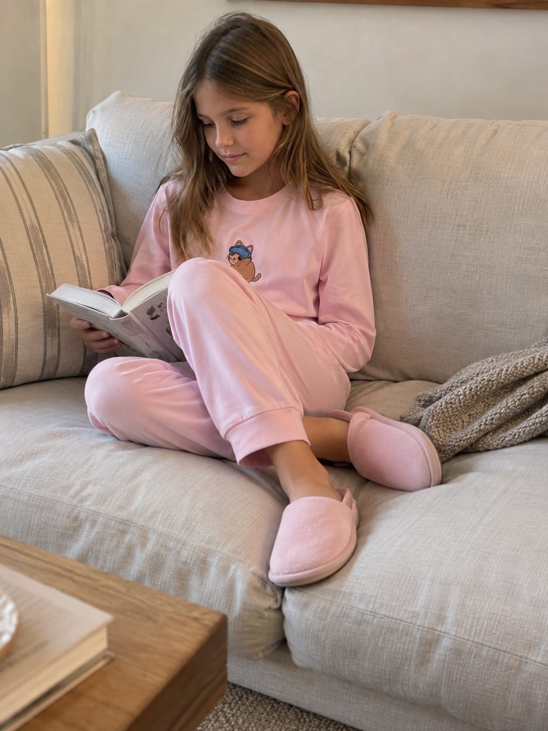 Cat Embroidered Pyjama SET 100% Cotton