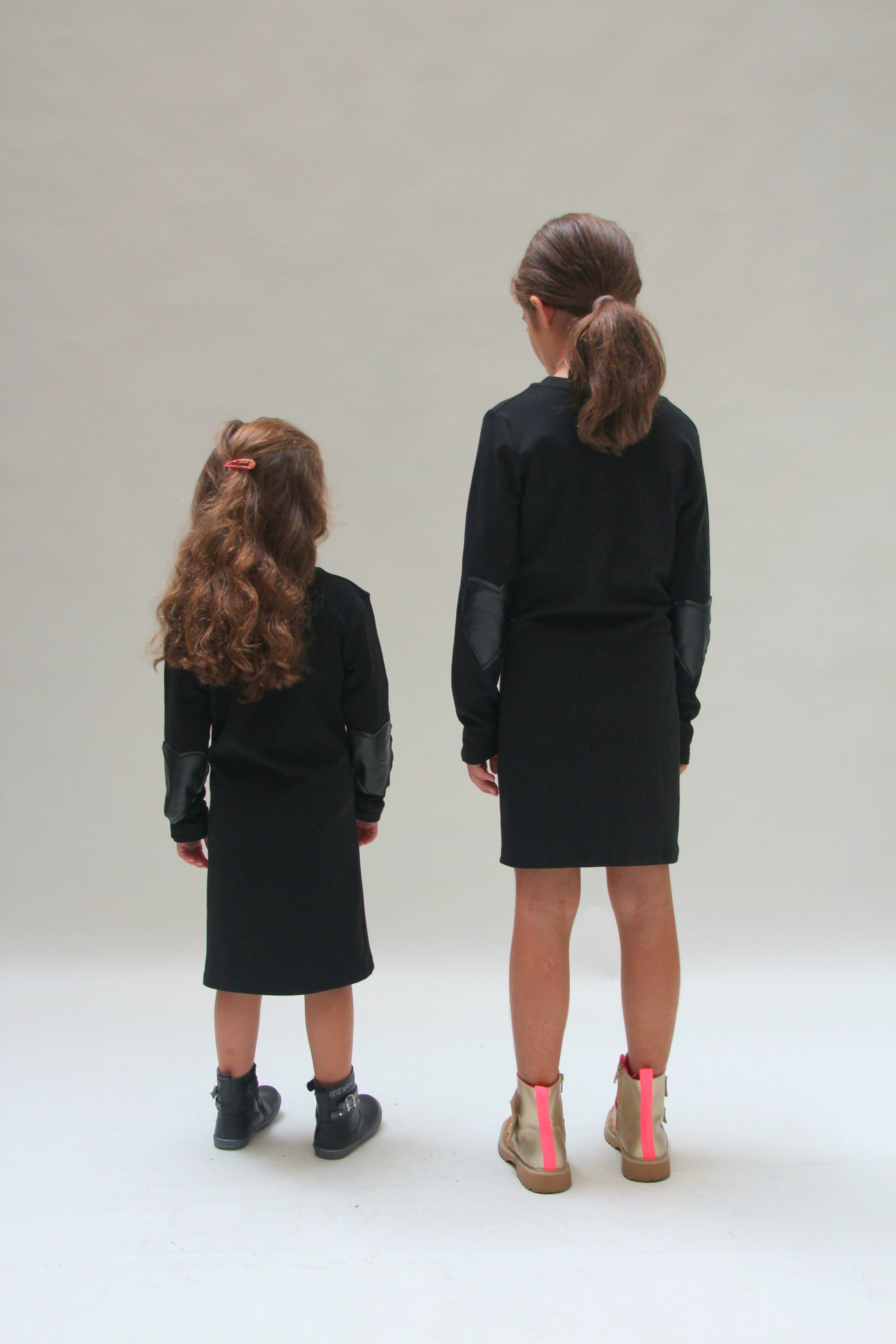 Trio Heart Dress For Girls - Black - Pear