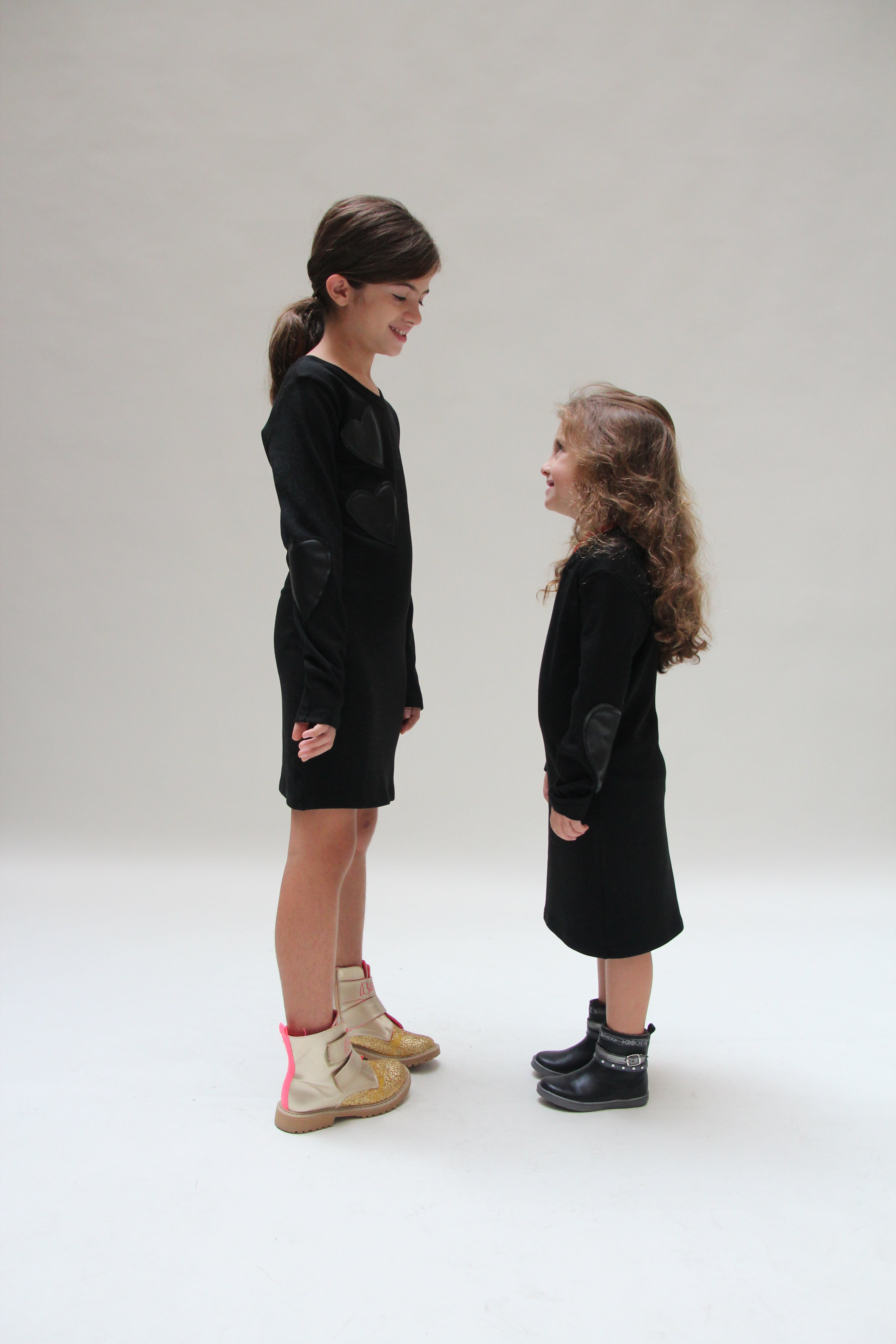 Trio Heart Dress For Girls - Black - Pear