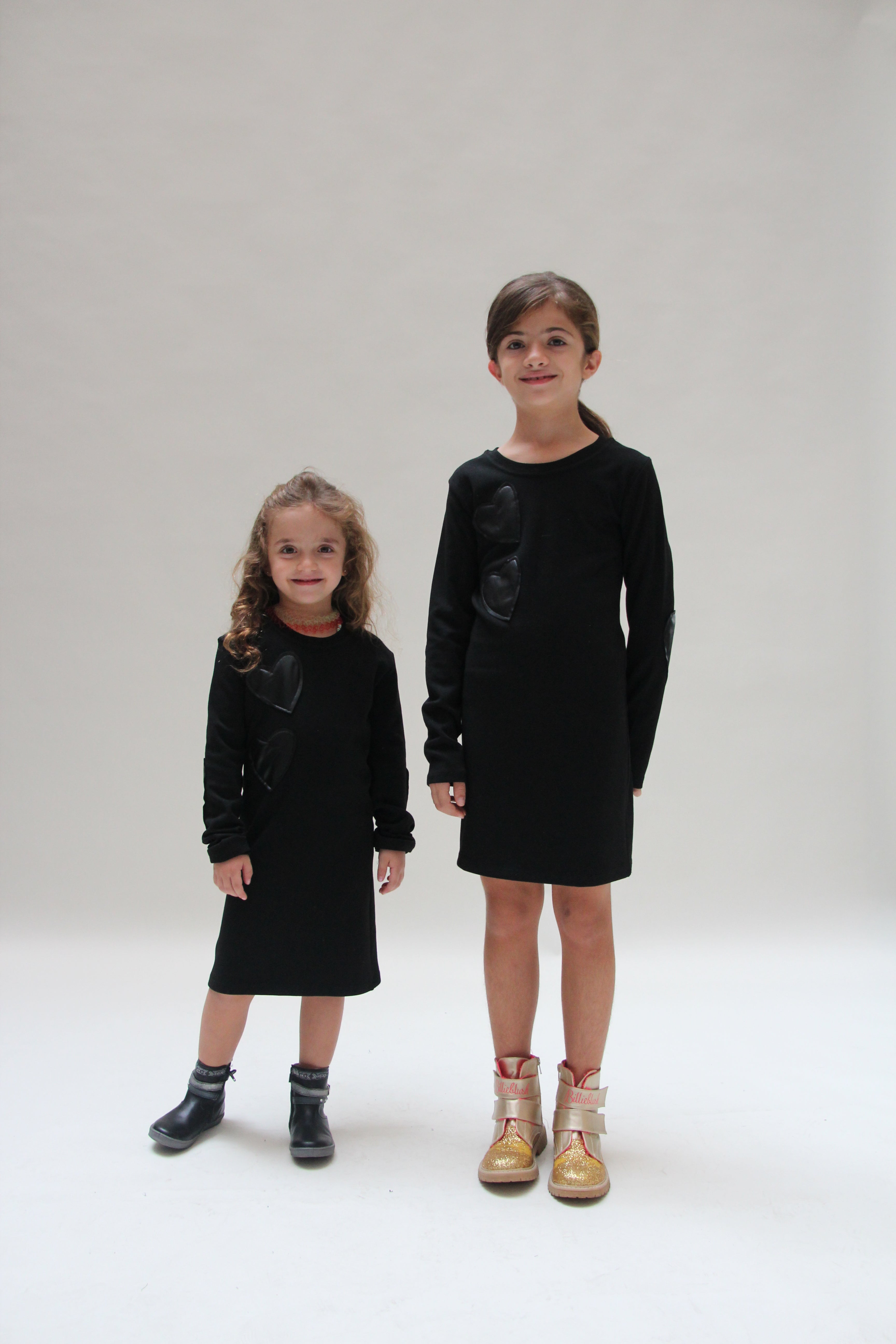 Trio Heart Dress For Girls - Black - Pear