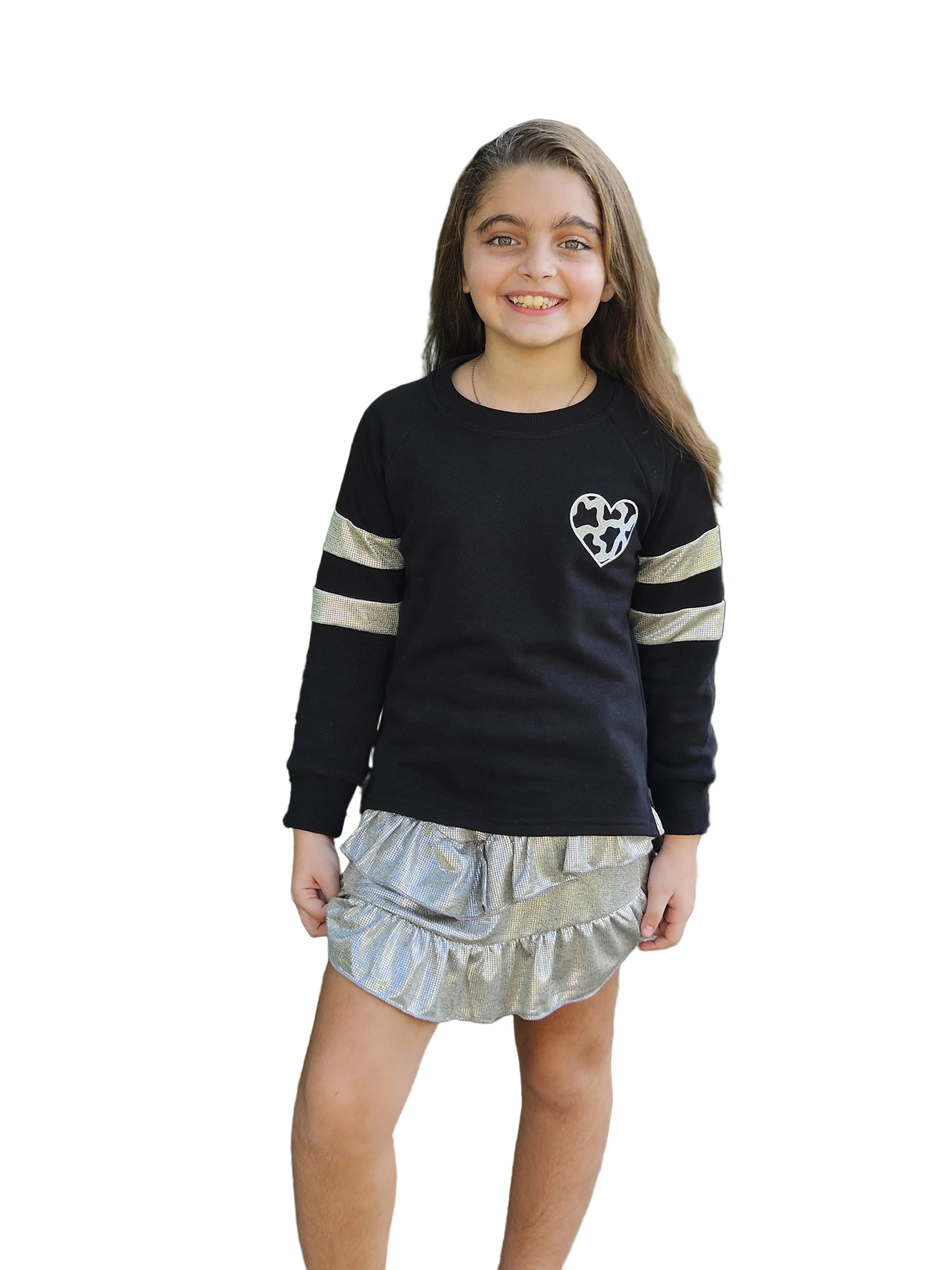 Heart Embroidered Sweatshirt - Pear