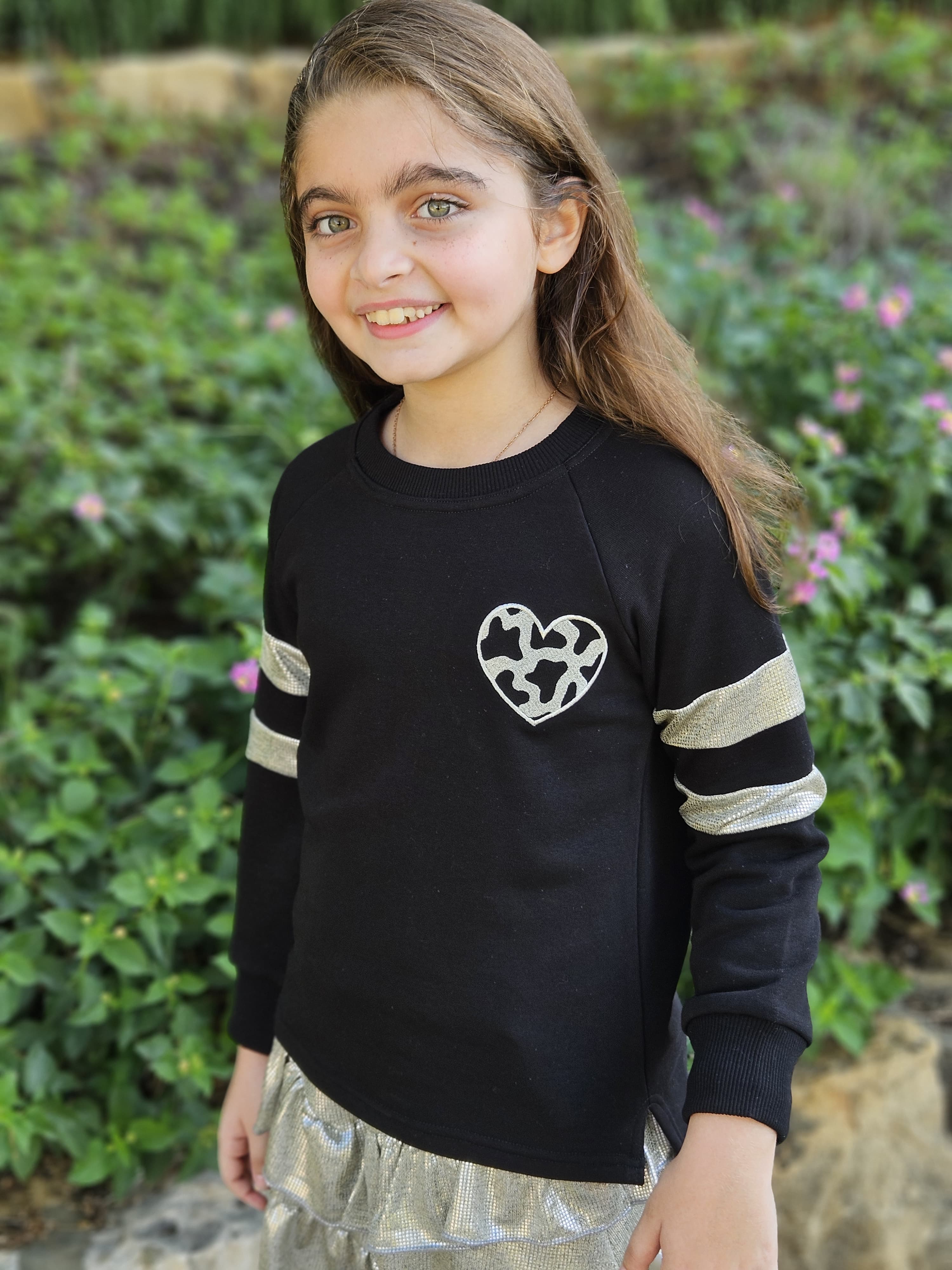 Heart Embroidered Sweatshirt - Pear