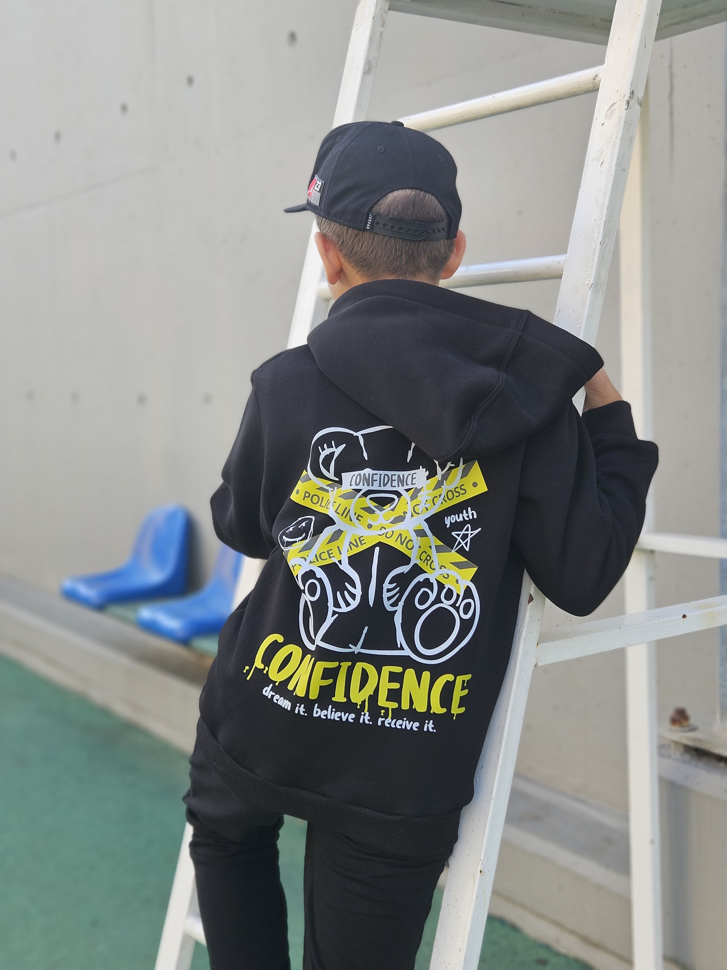 Printed Hooded Fleece Jacket - Pear