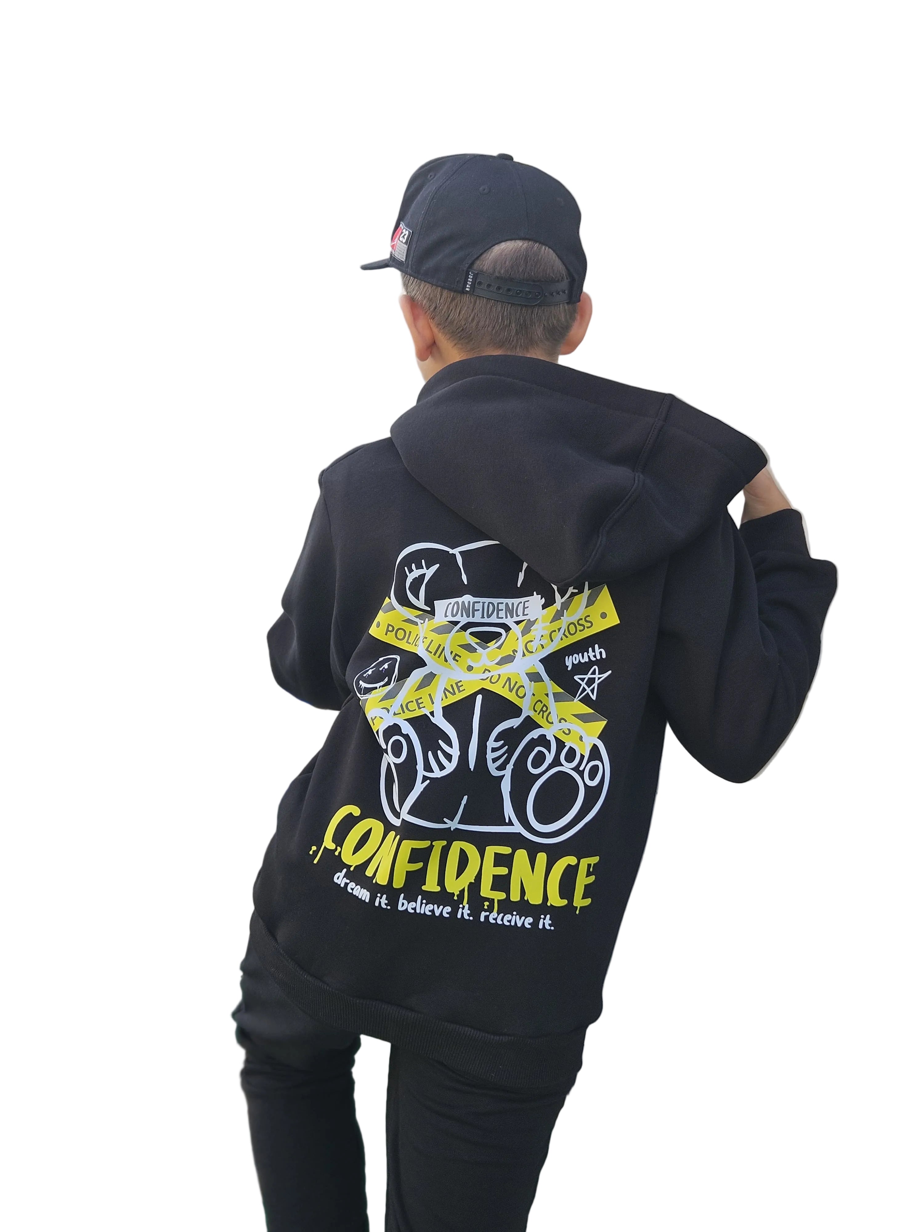 Printed Hooded Fleece Jacket - Pear