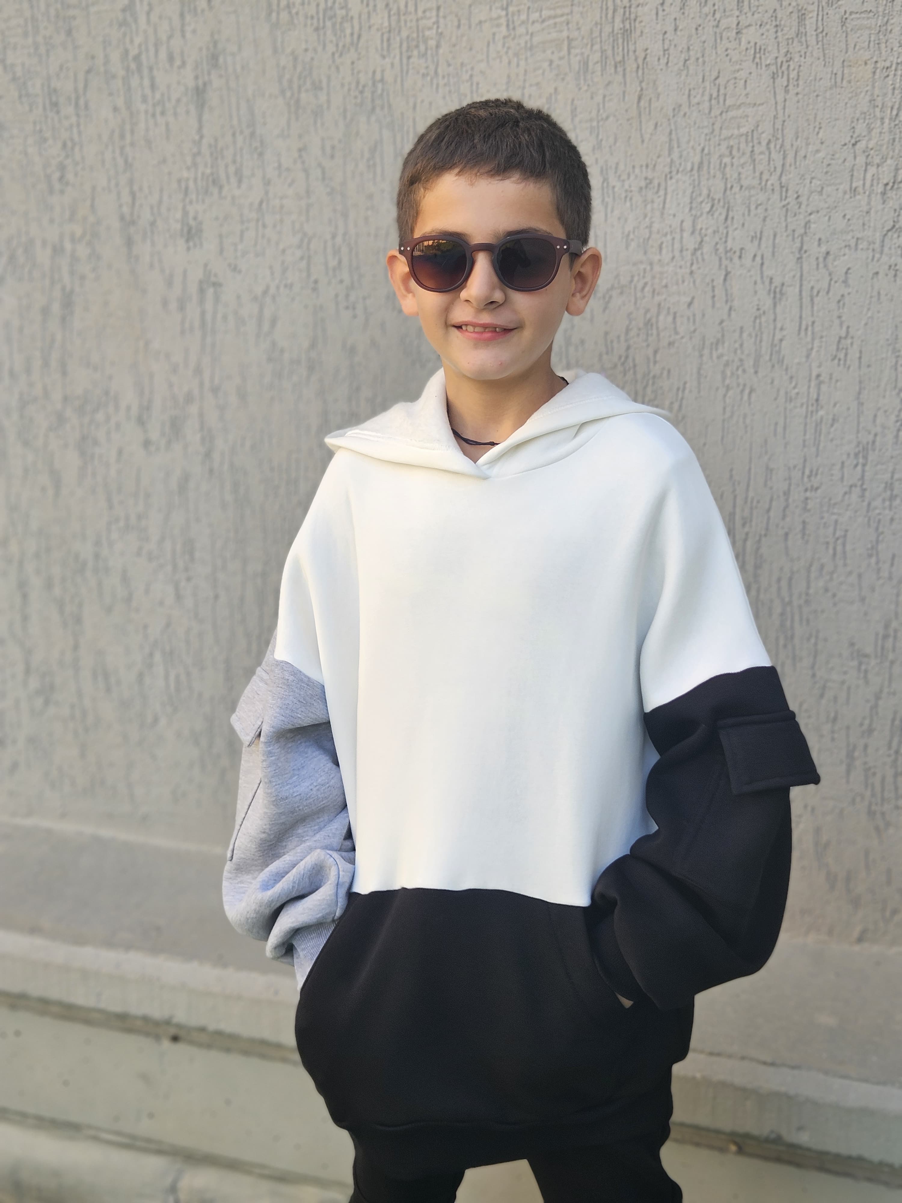 Trio Colored Fleece Hoodie - Pear