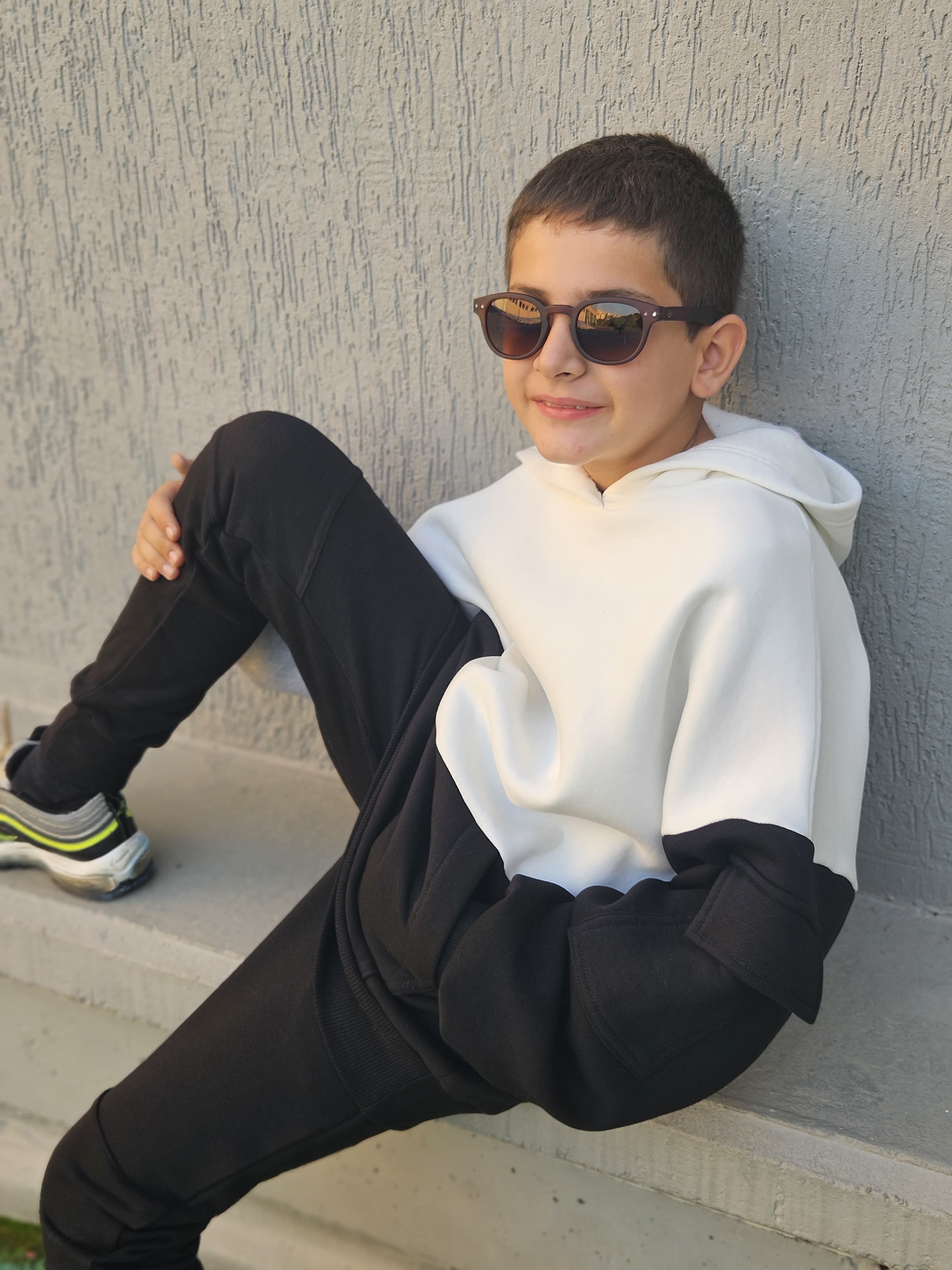 Trio Colored Fleece Hoodie - Pear