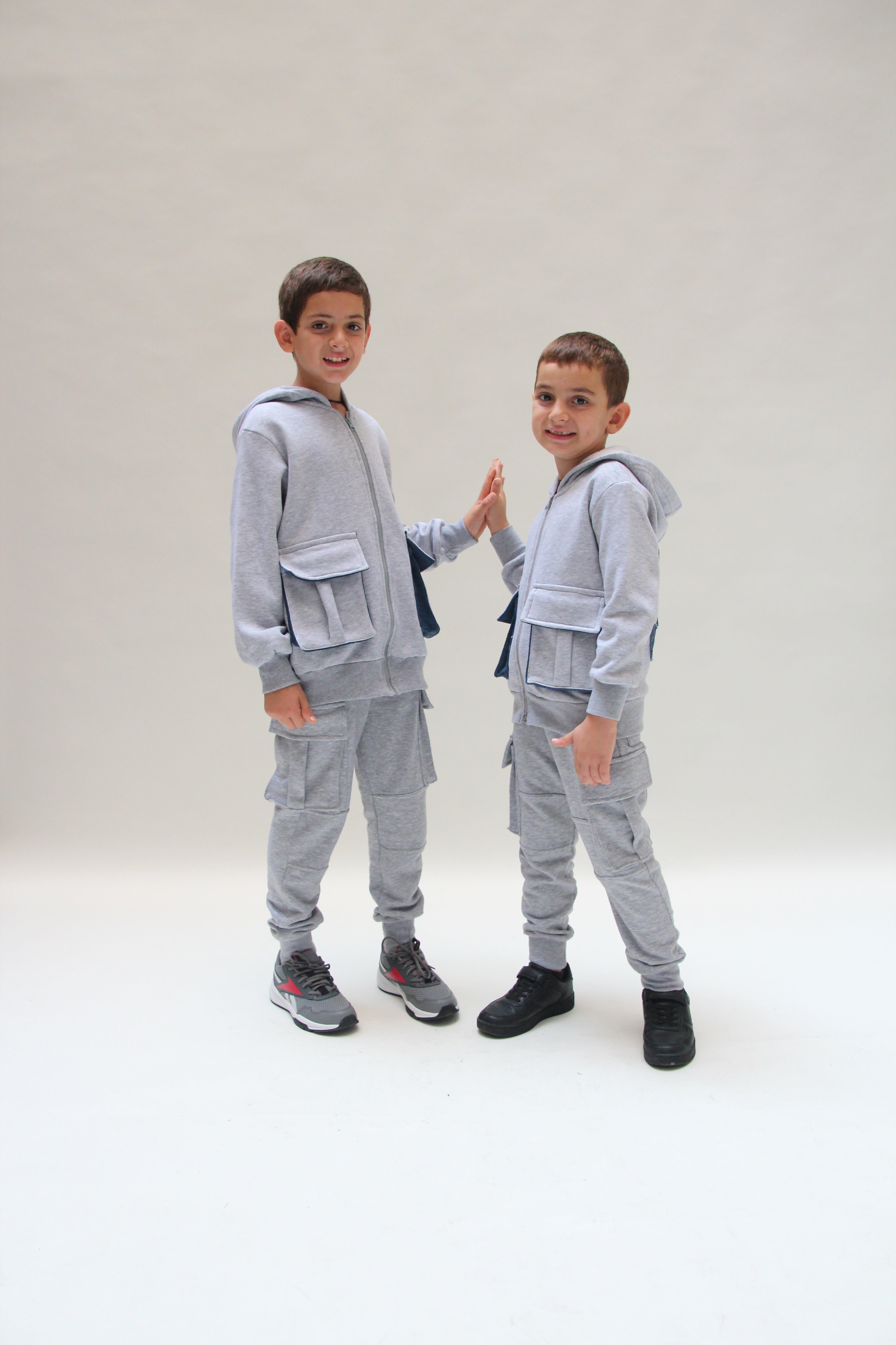 Hooded Denim Jacket For Boys - Grey - Pear