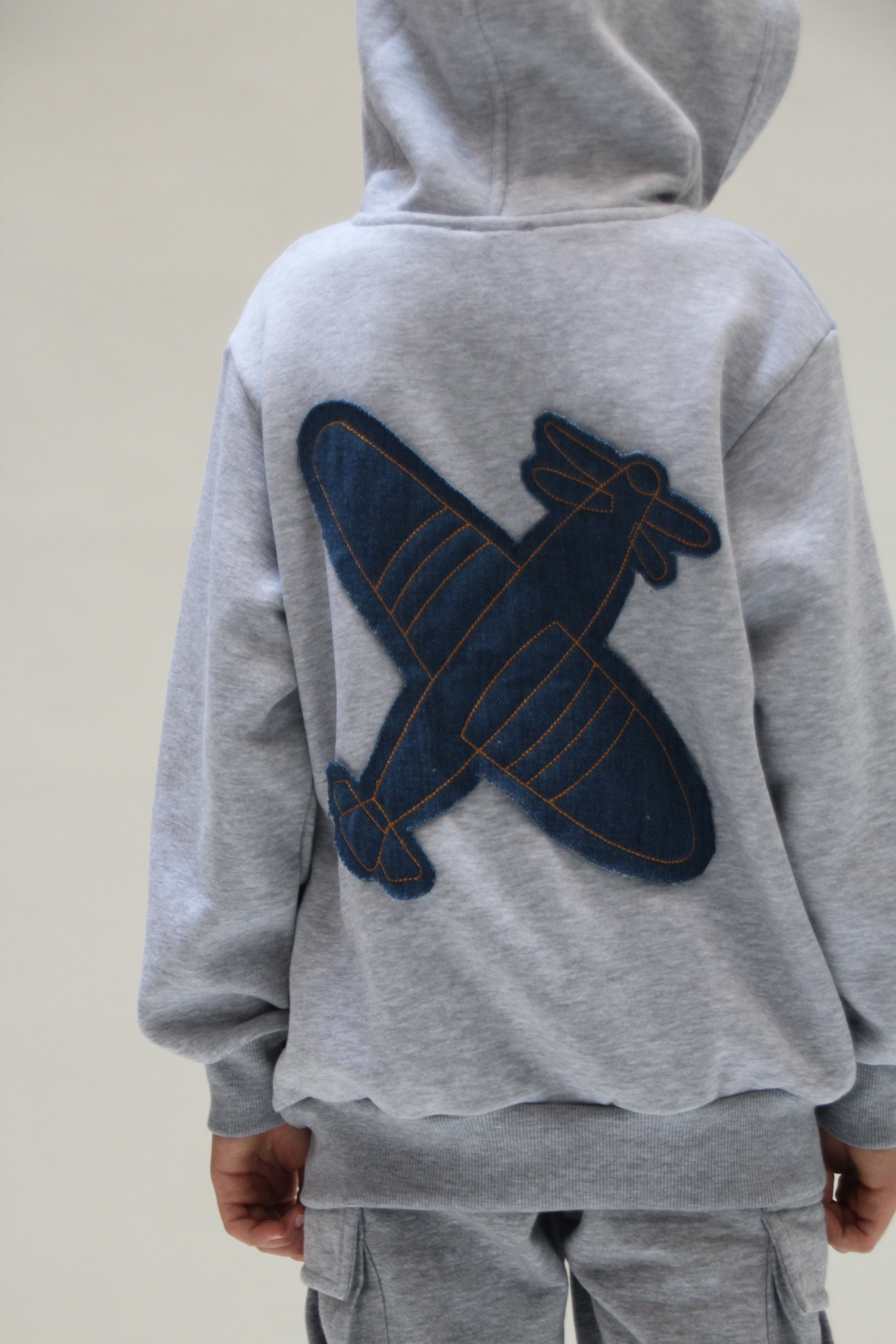 Hooded Denim Jacket For Boys - Grey - Pear