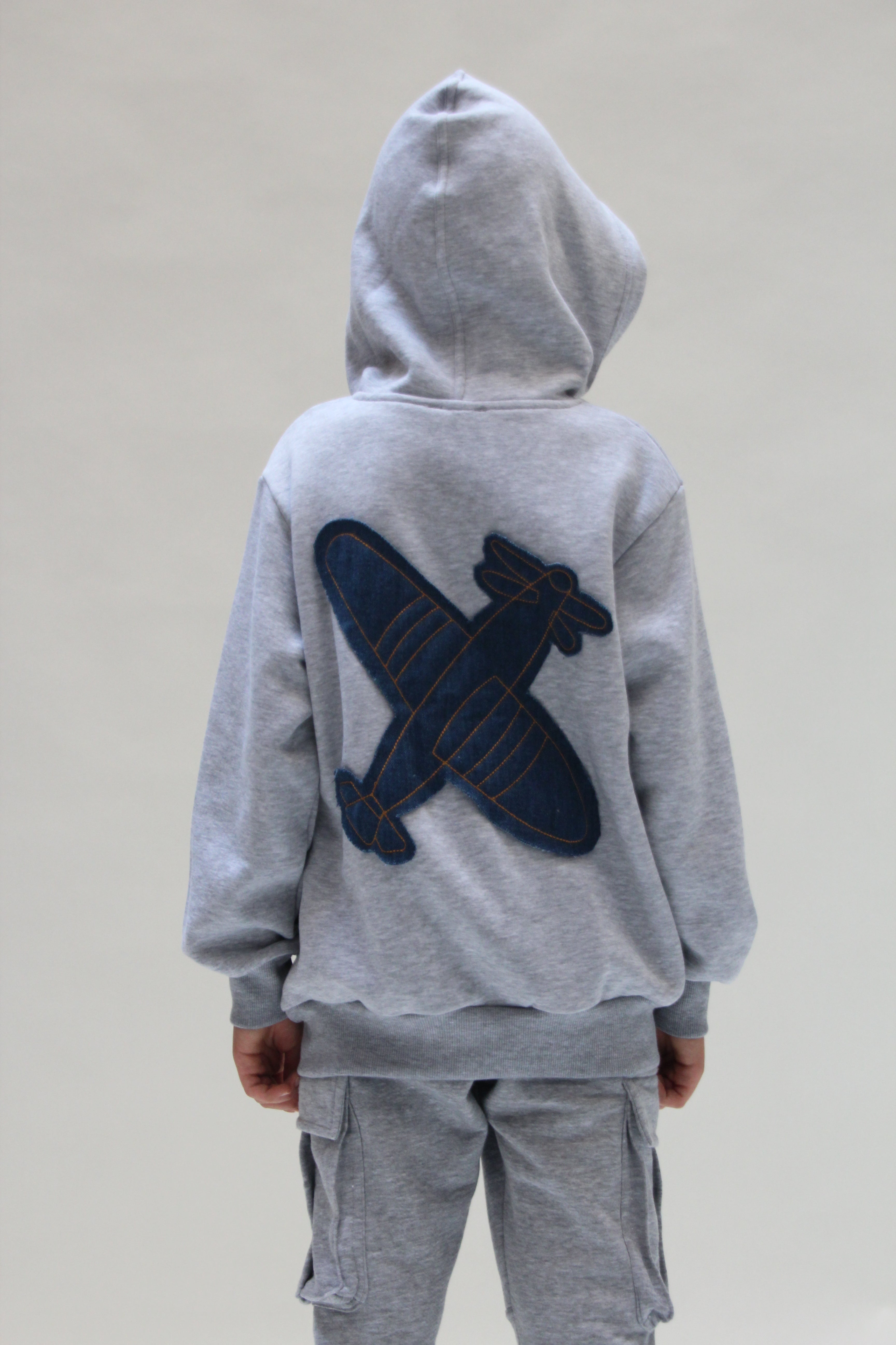 Hooded Denim Jacket For Boys - Grey - Pear