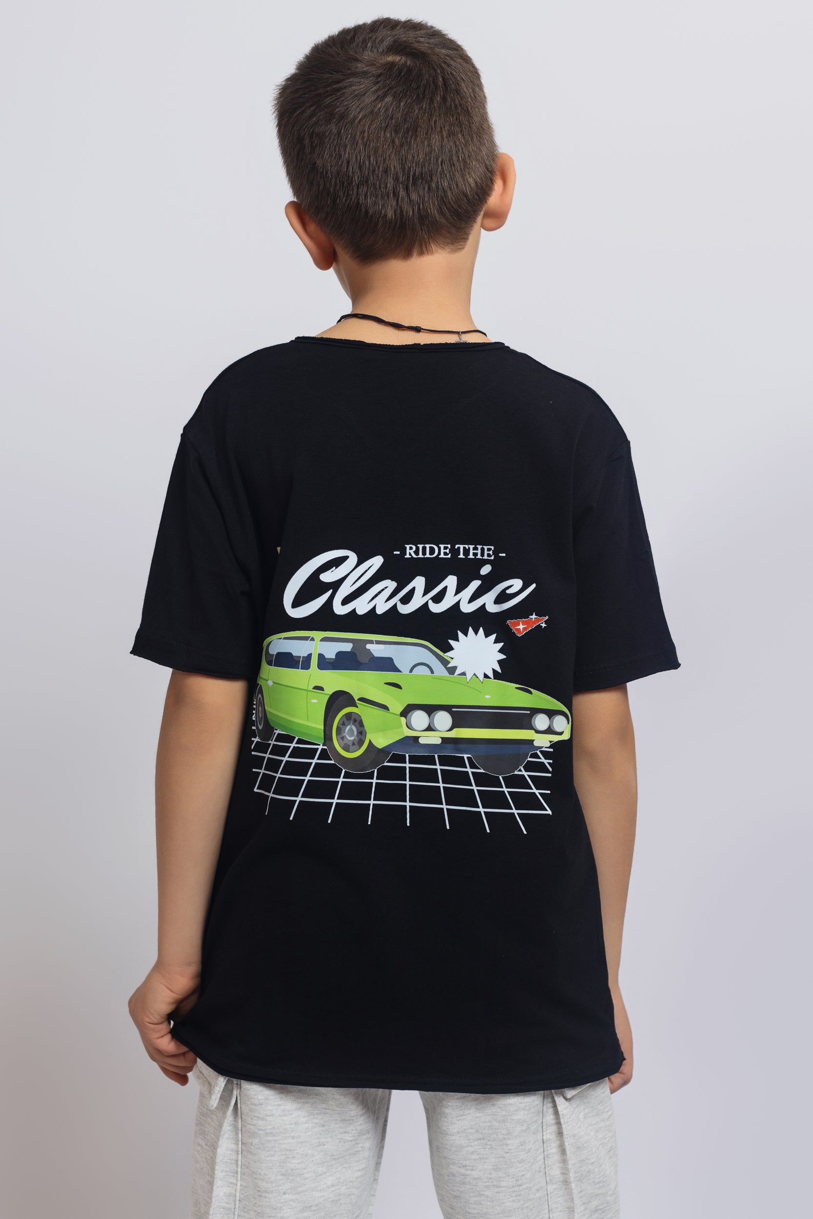 Classic Cars T-Shirt For Boys - Black - Pear