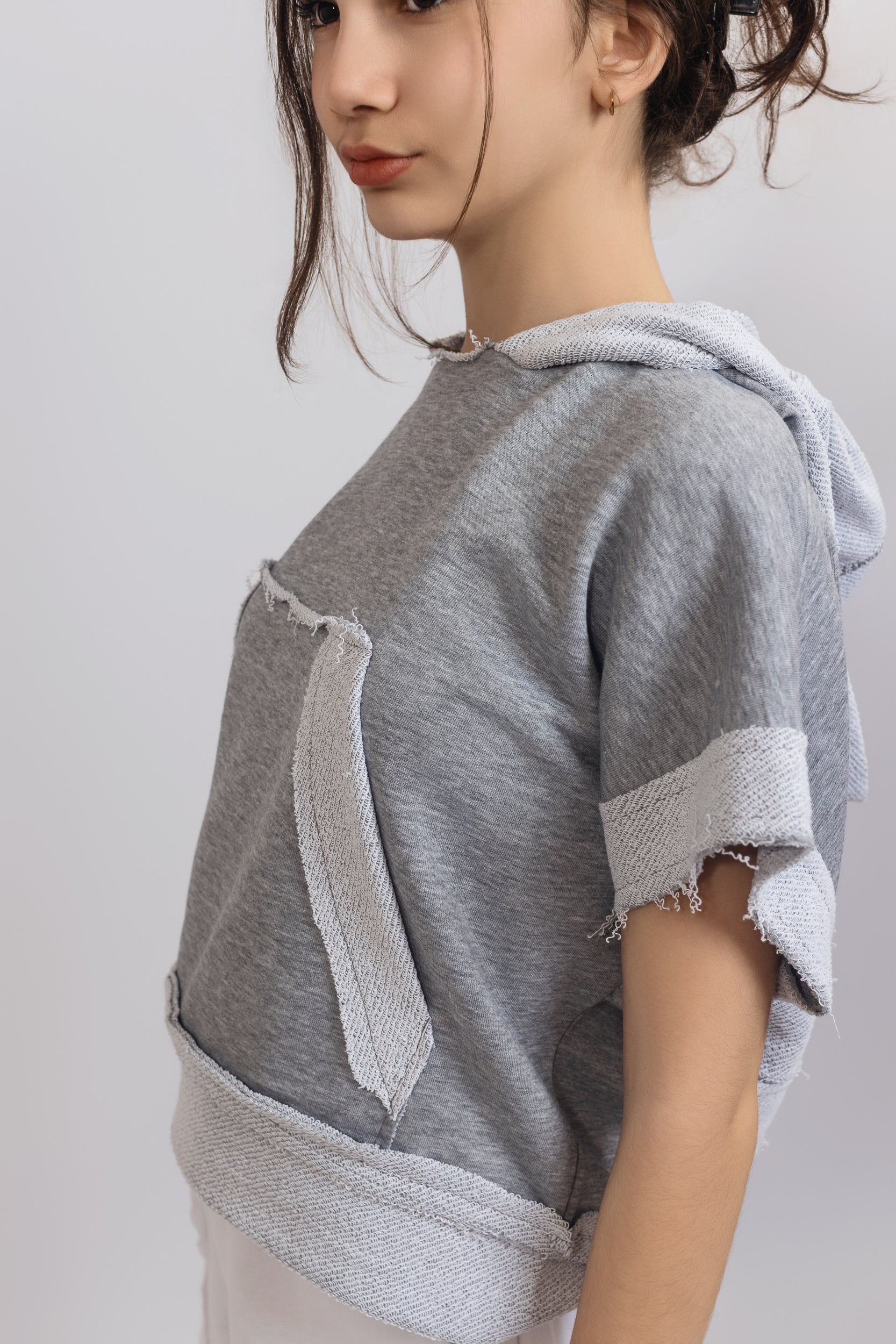 Star hooded sweatshirt For Girls - Grey - Pear