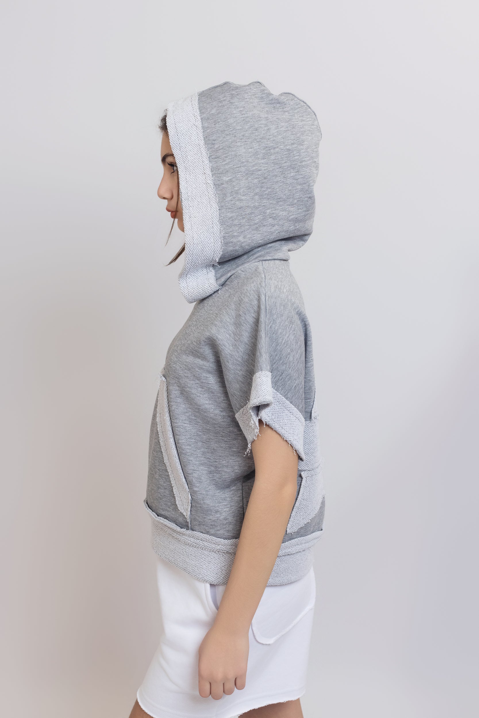 Star hooded sweatshirt For Girls - Grey - Pear