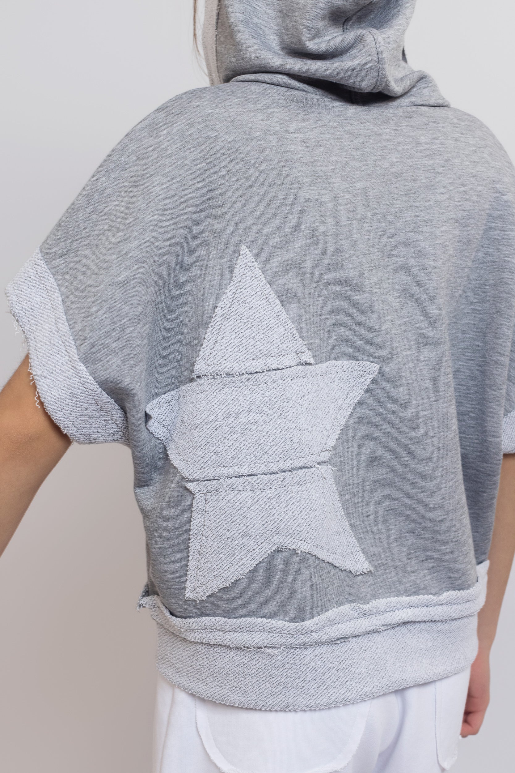 Star hooded sweatshirt For Girls - Grey - Pear