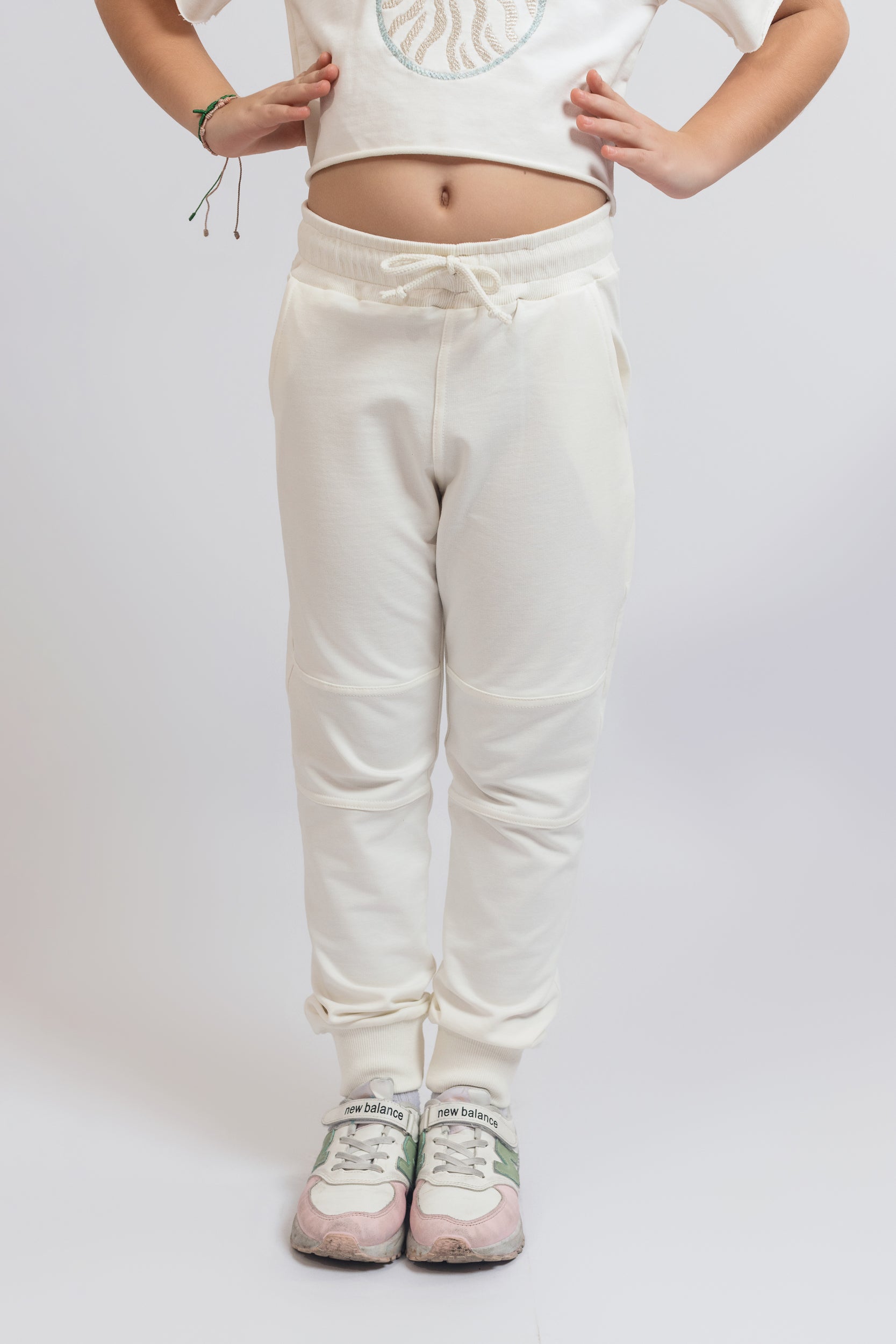 Sweat Pant For Girls - Off White - Pear