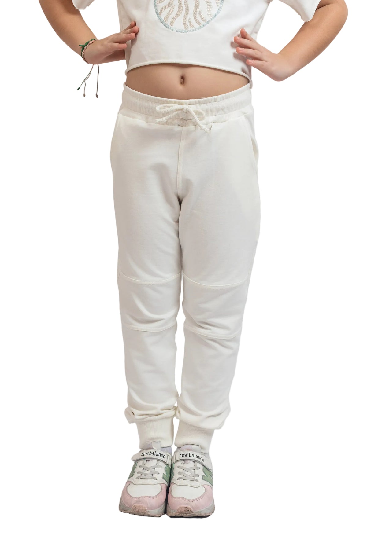 Sweat Pant For Girls - Off White - Pear
