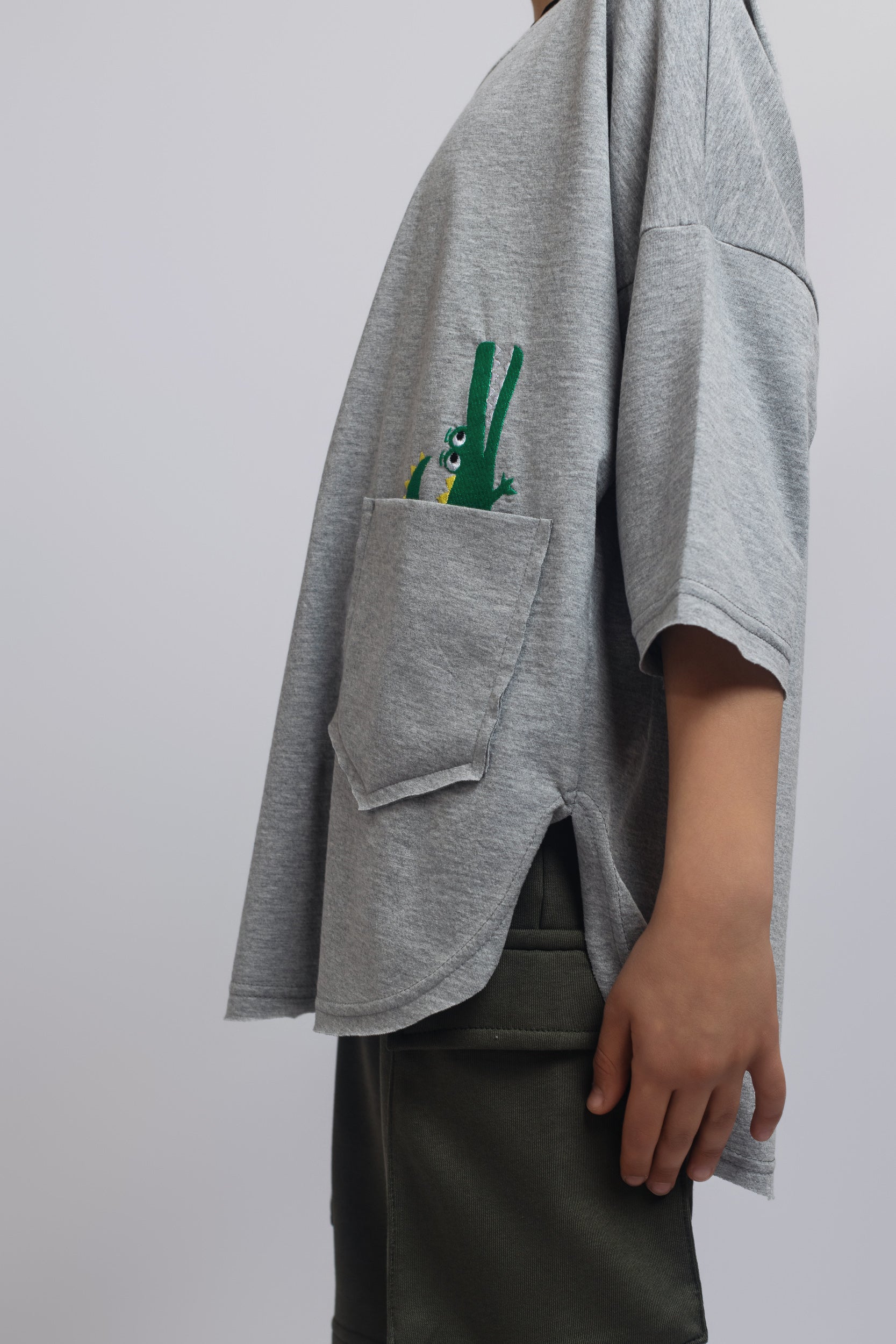 Crocodile T-shirt For Boys - Grey - Pear