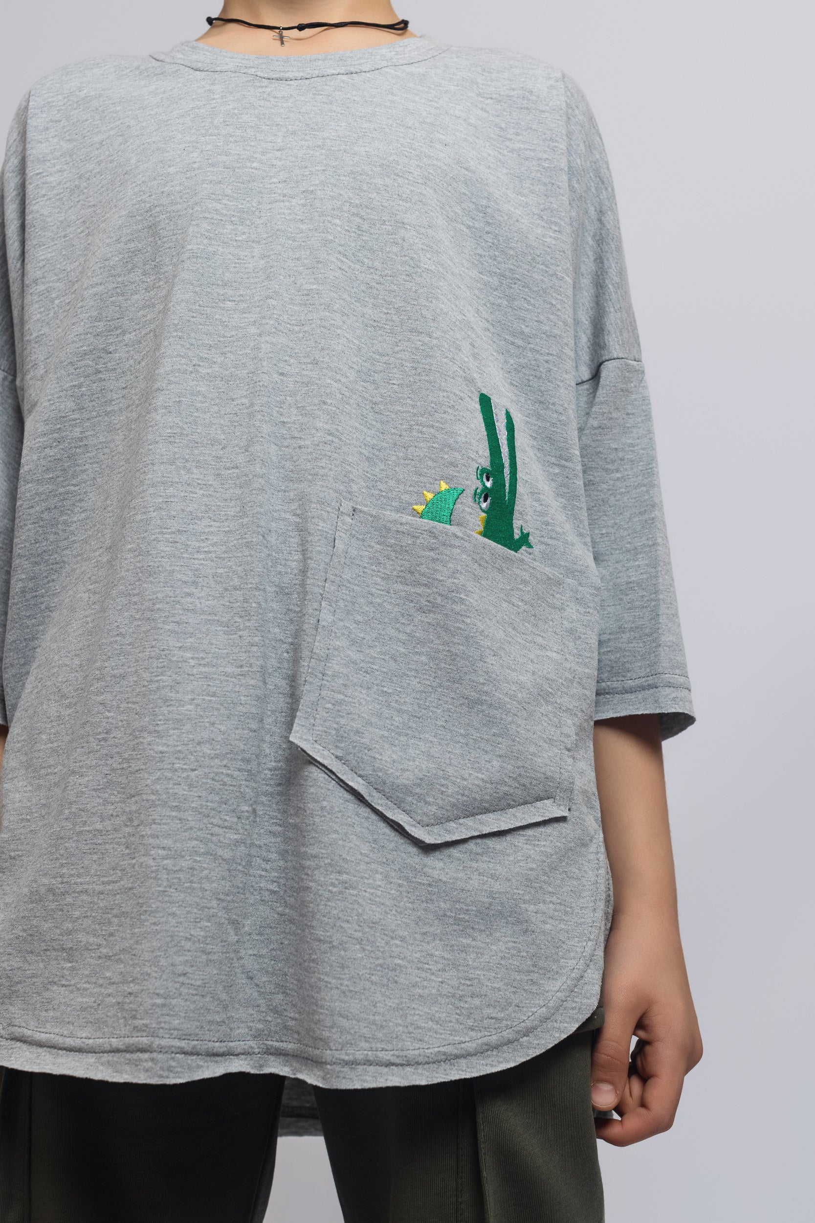 Crocodile T-shirt For Boys - Grey - Pear