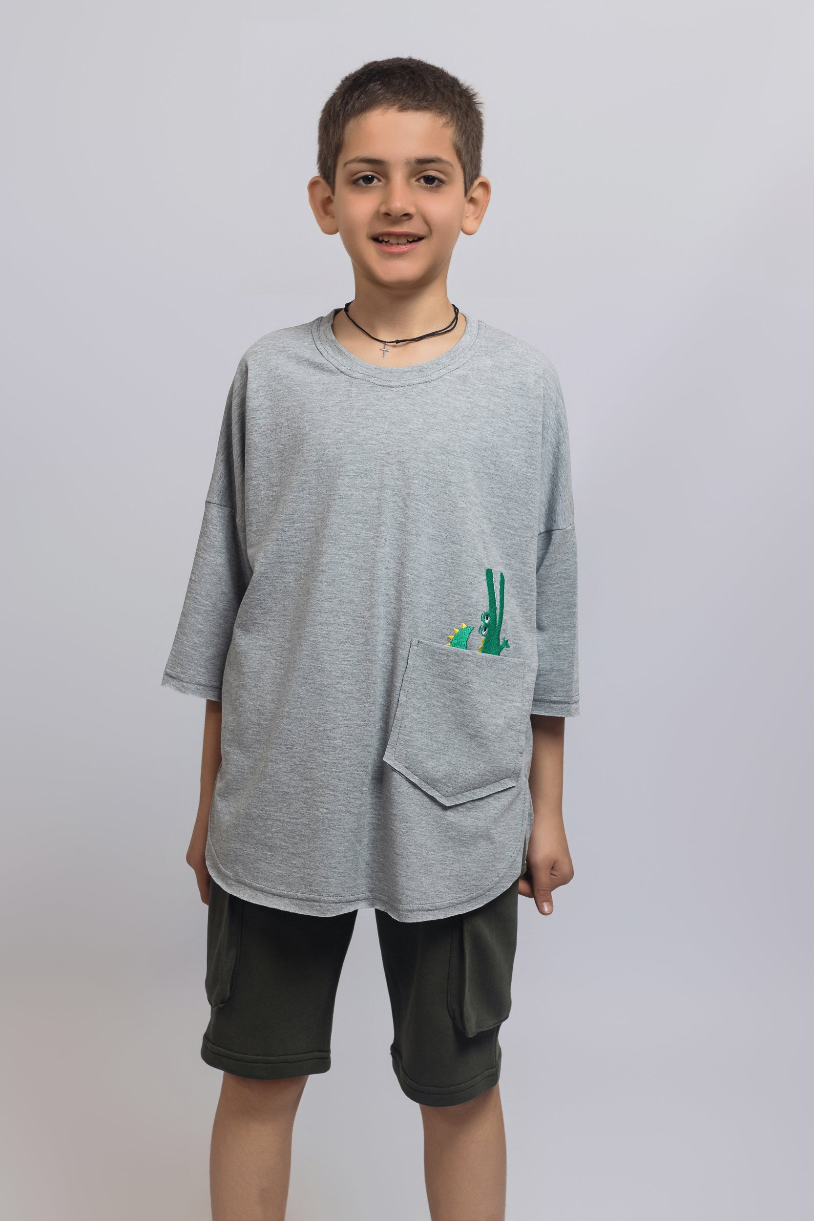 Crocodile T-shirt For Boys - Grey - Pear