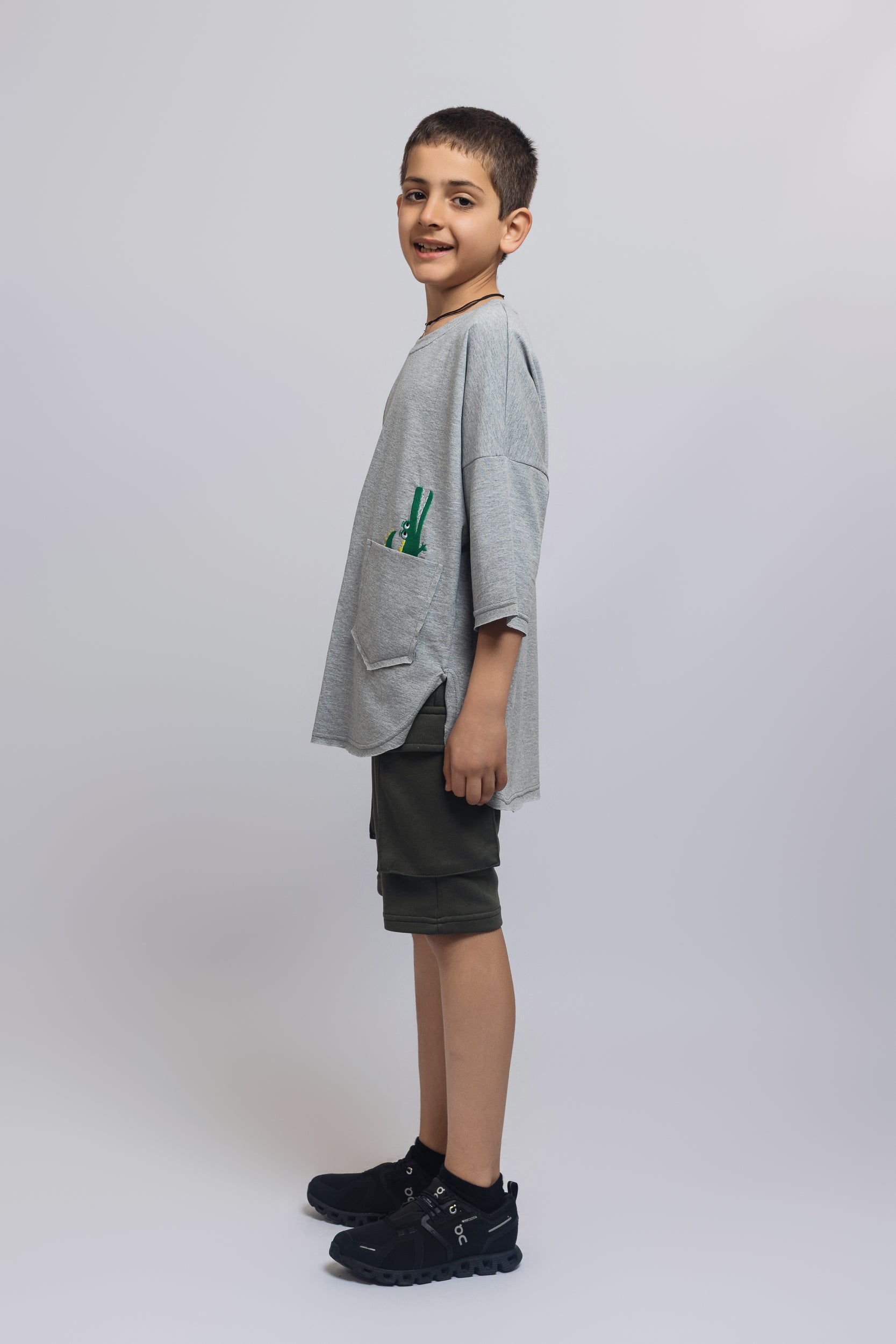 Crocodile T-shirt For Boys - Grey - Pear