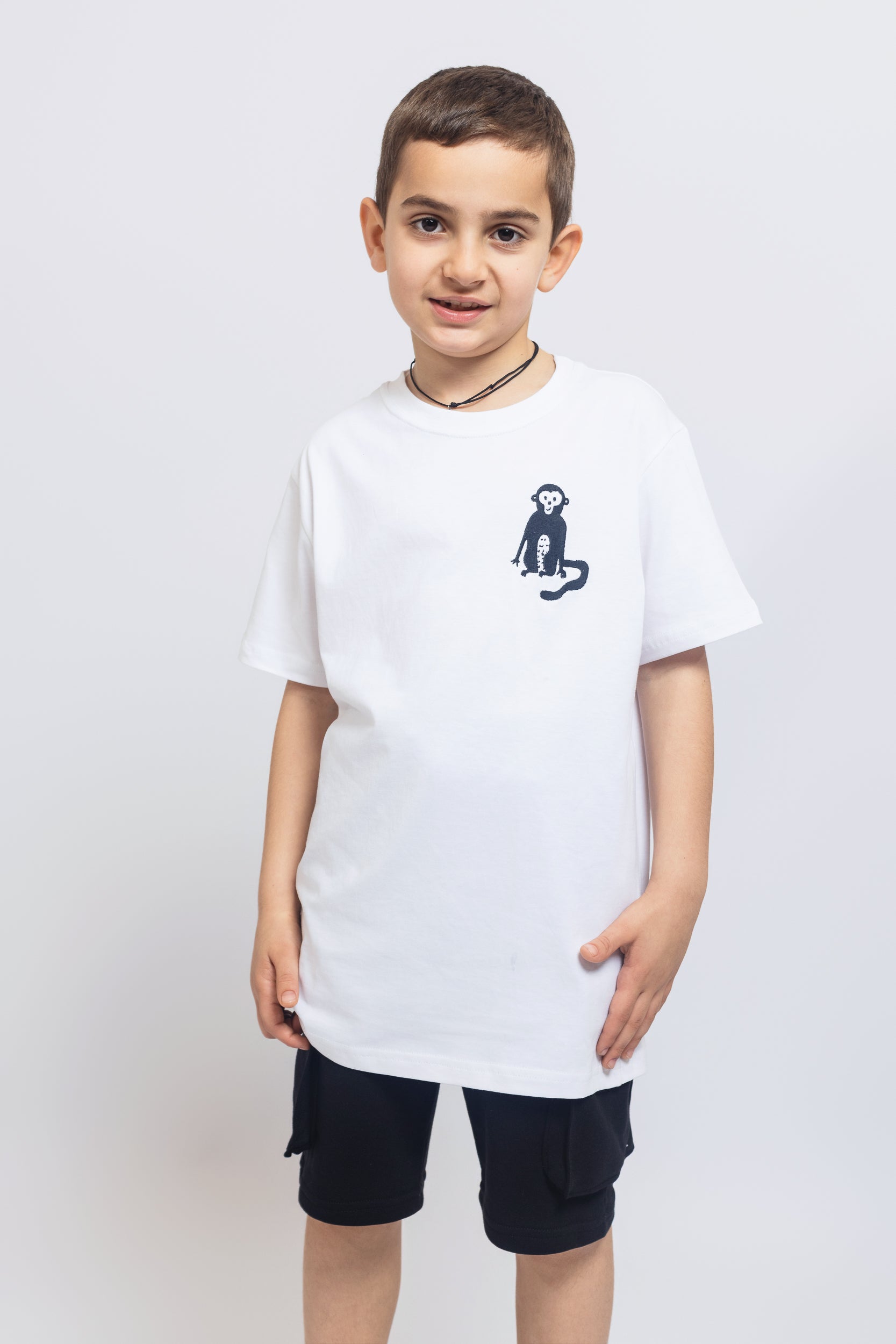 Monkey T-shirt For Boys - White - Pear