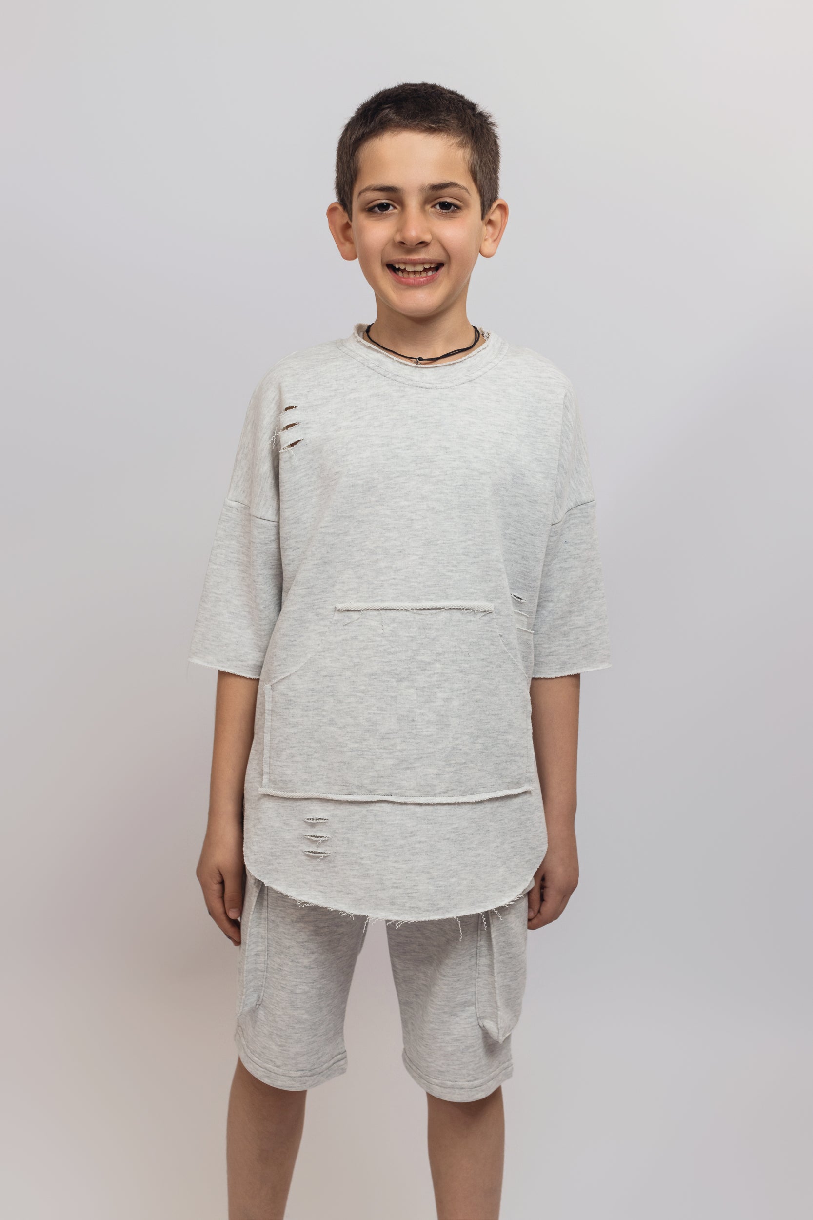 Oversized Sweatshirt With Pockets For Boys - Grey - Pear