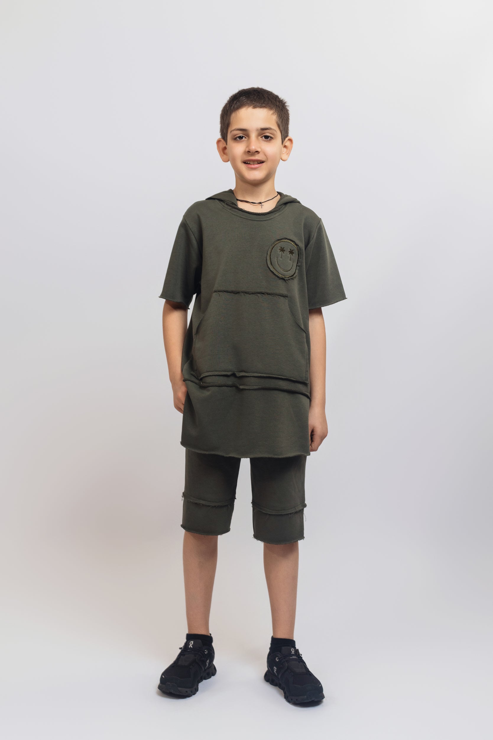 Smiley Tracksuit Set For Boys - Khaki - Pear