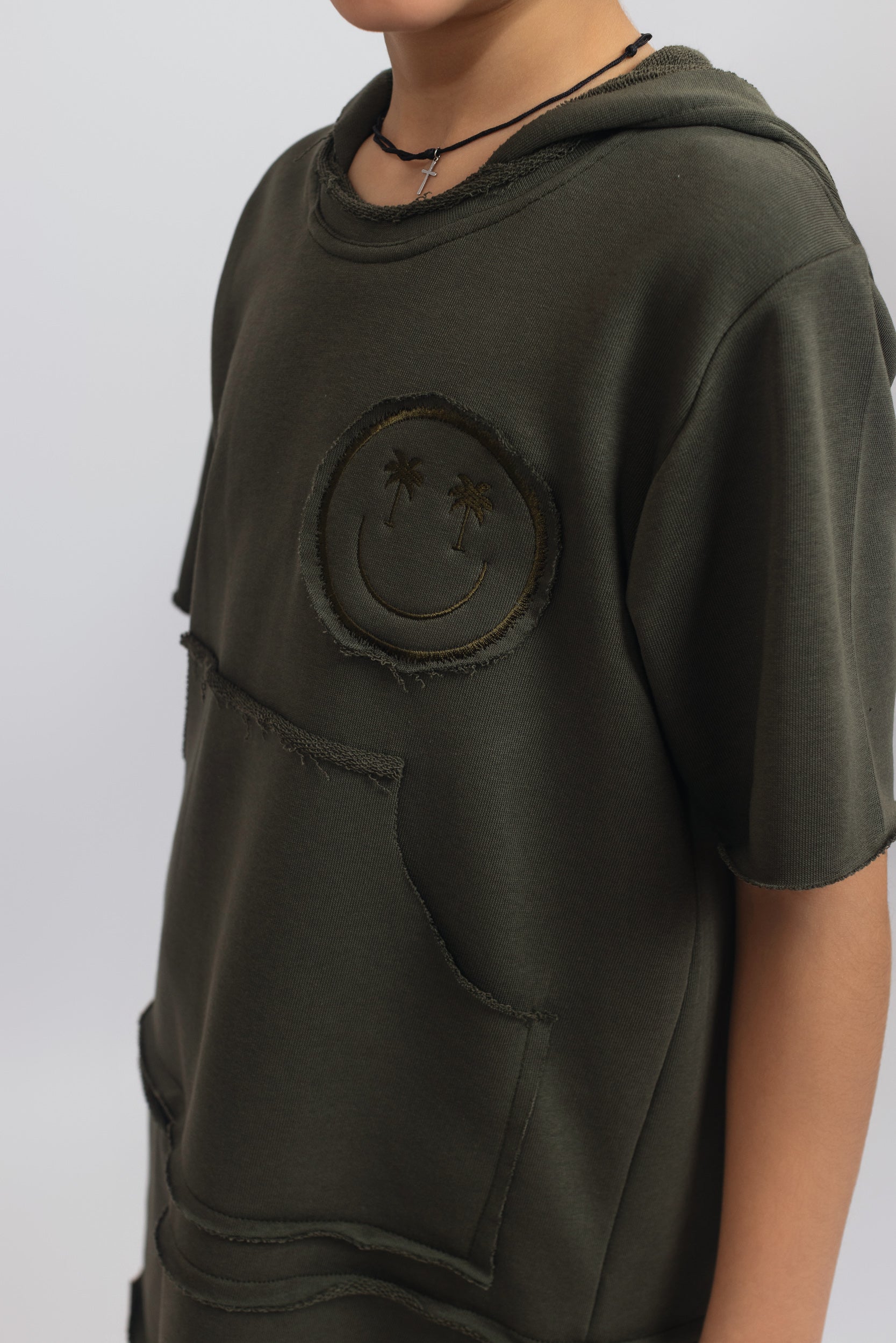 Smiley Tracksuit Set For Boys - Khaki - Pear