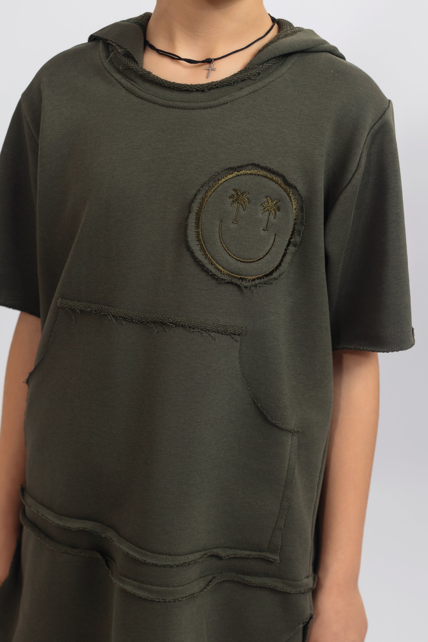 Smiley Tracksuit Set For Boys - Khaki - Pear