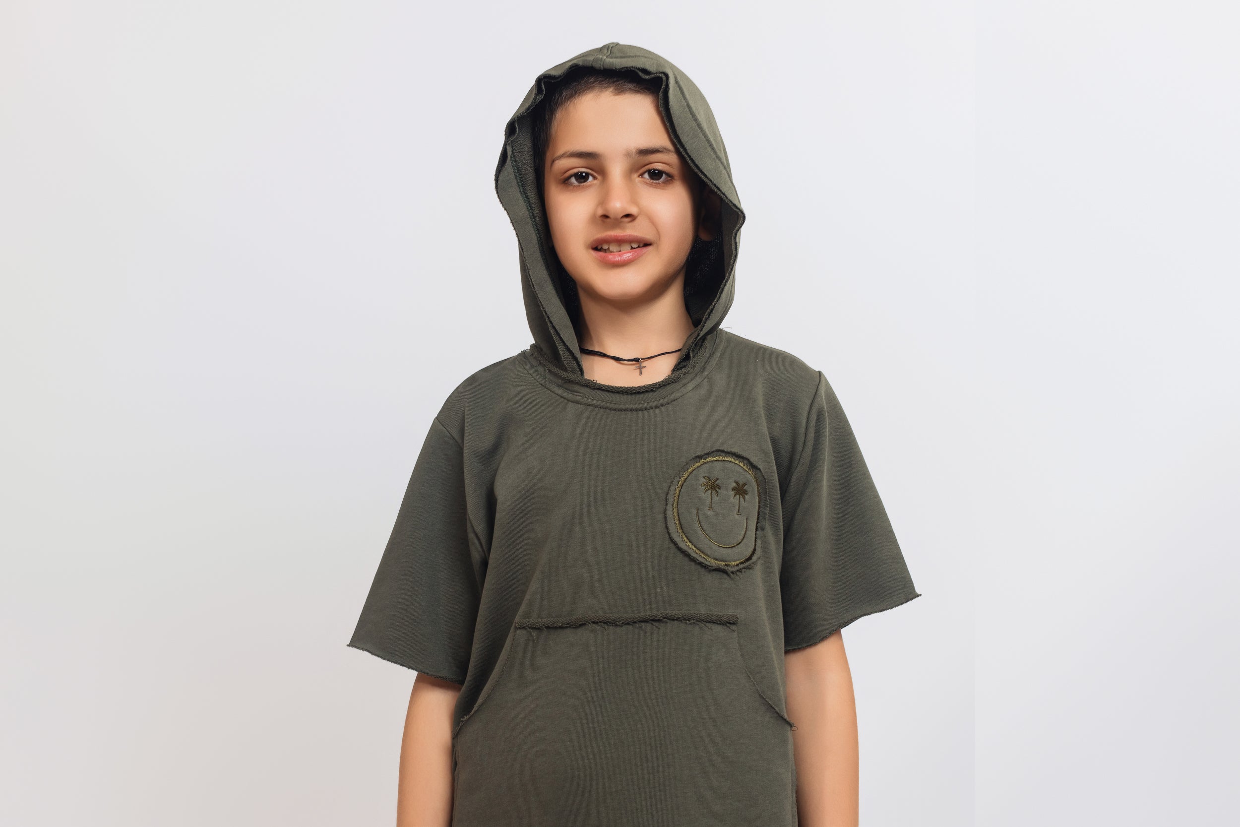 Smiley Tracksuit Set For Boys - Khaki - Pear