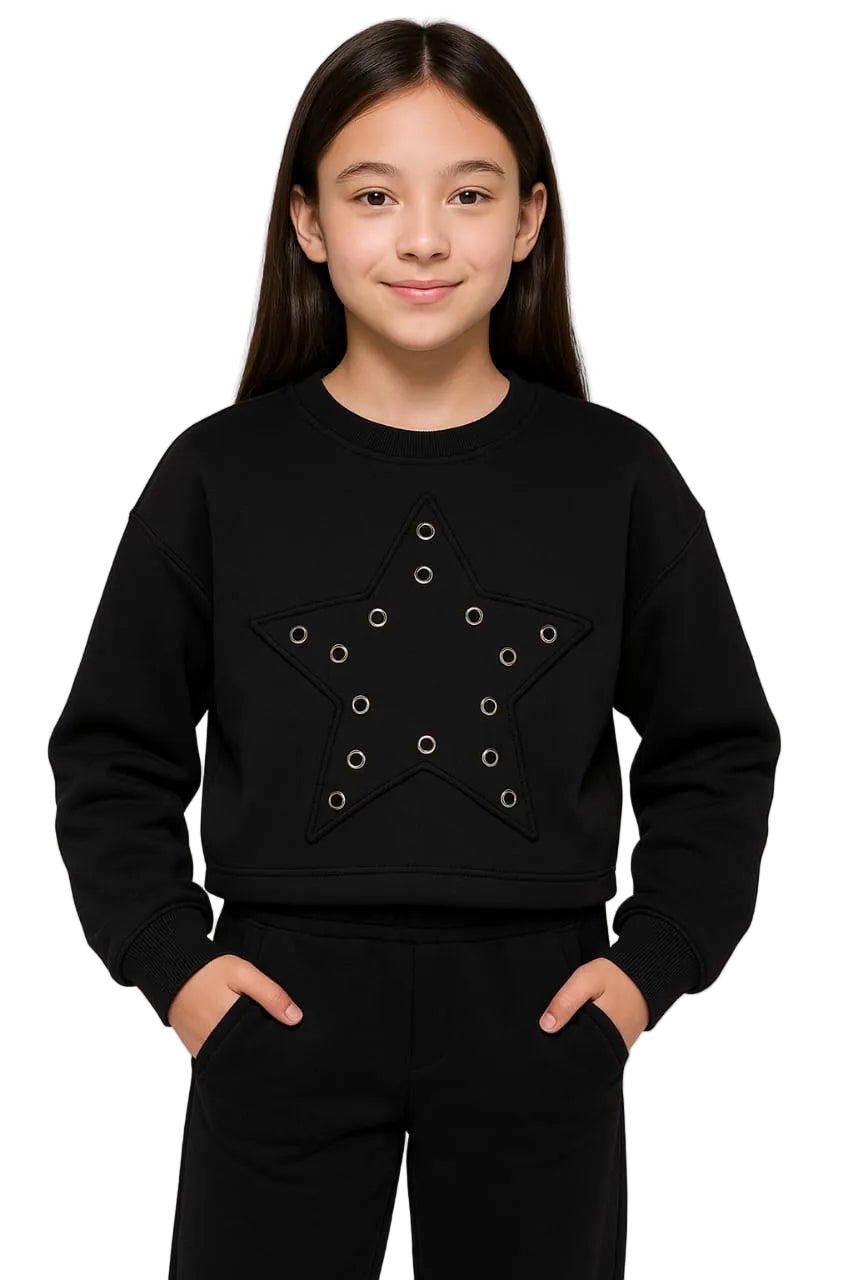 Studded Star Cropped Sweatshirt