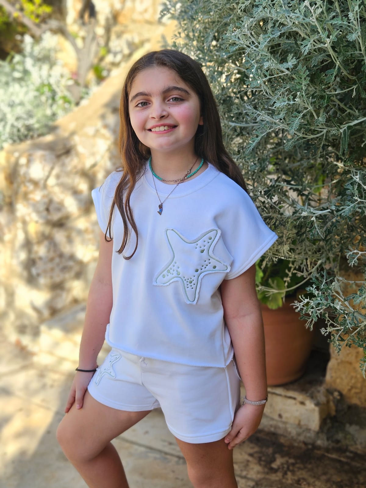 Star Fish Embroidered Tracksuit SET - Girls