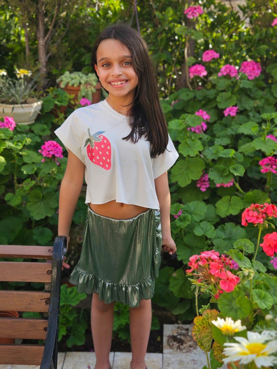 Strawberry Embroidered Top - Girls