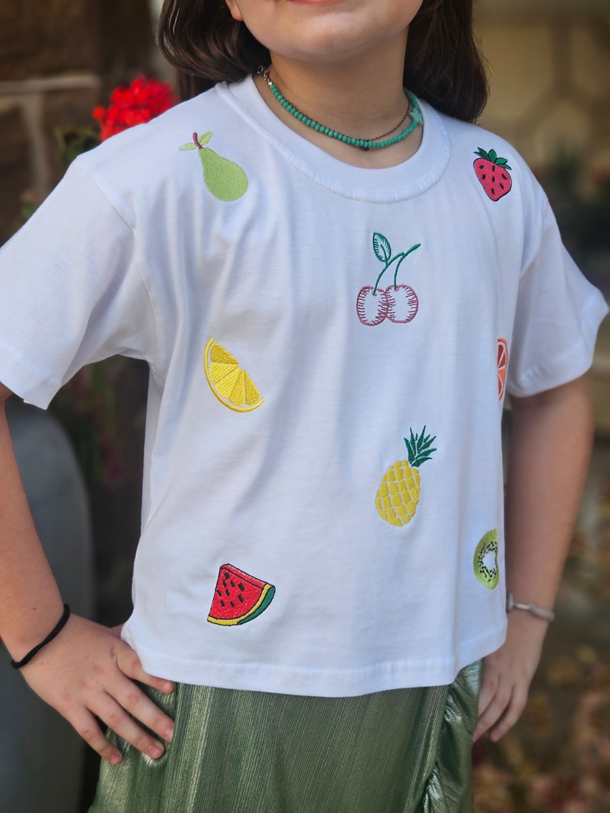 Fruits Embroidered Top - Girls