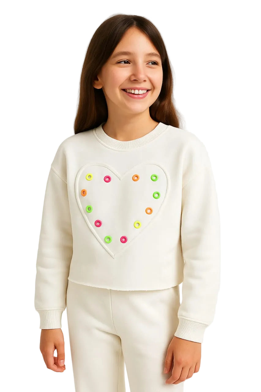 Studded Heart Cropped Sweatshirt ONLY