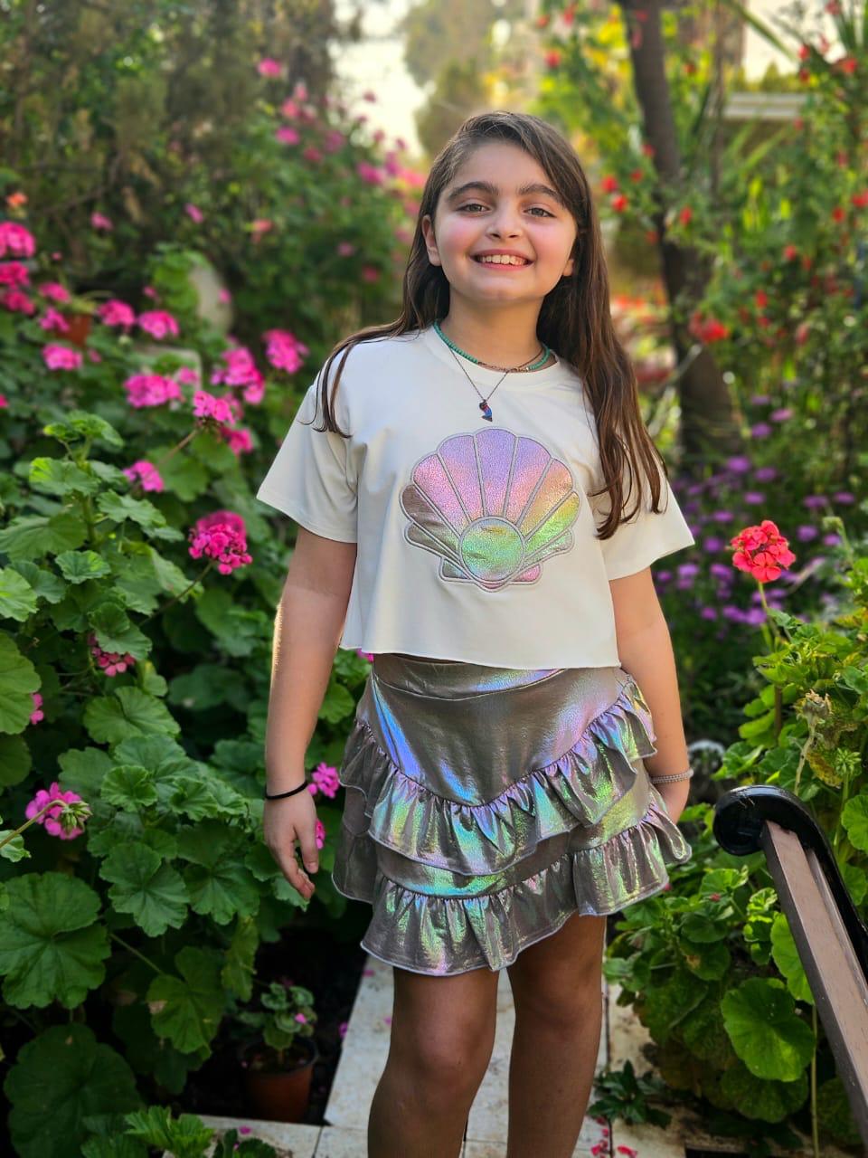 Seashell Embroidered Top - Girls