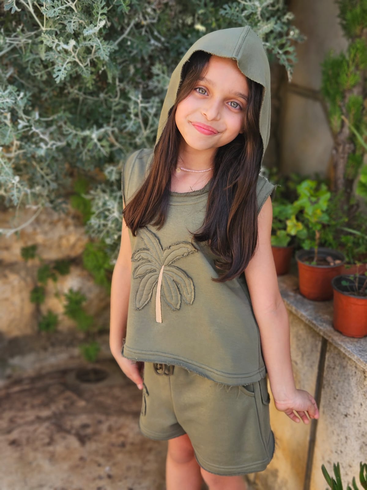 Palm Tree Embroidered Tracksuit SET - Girls